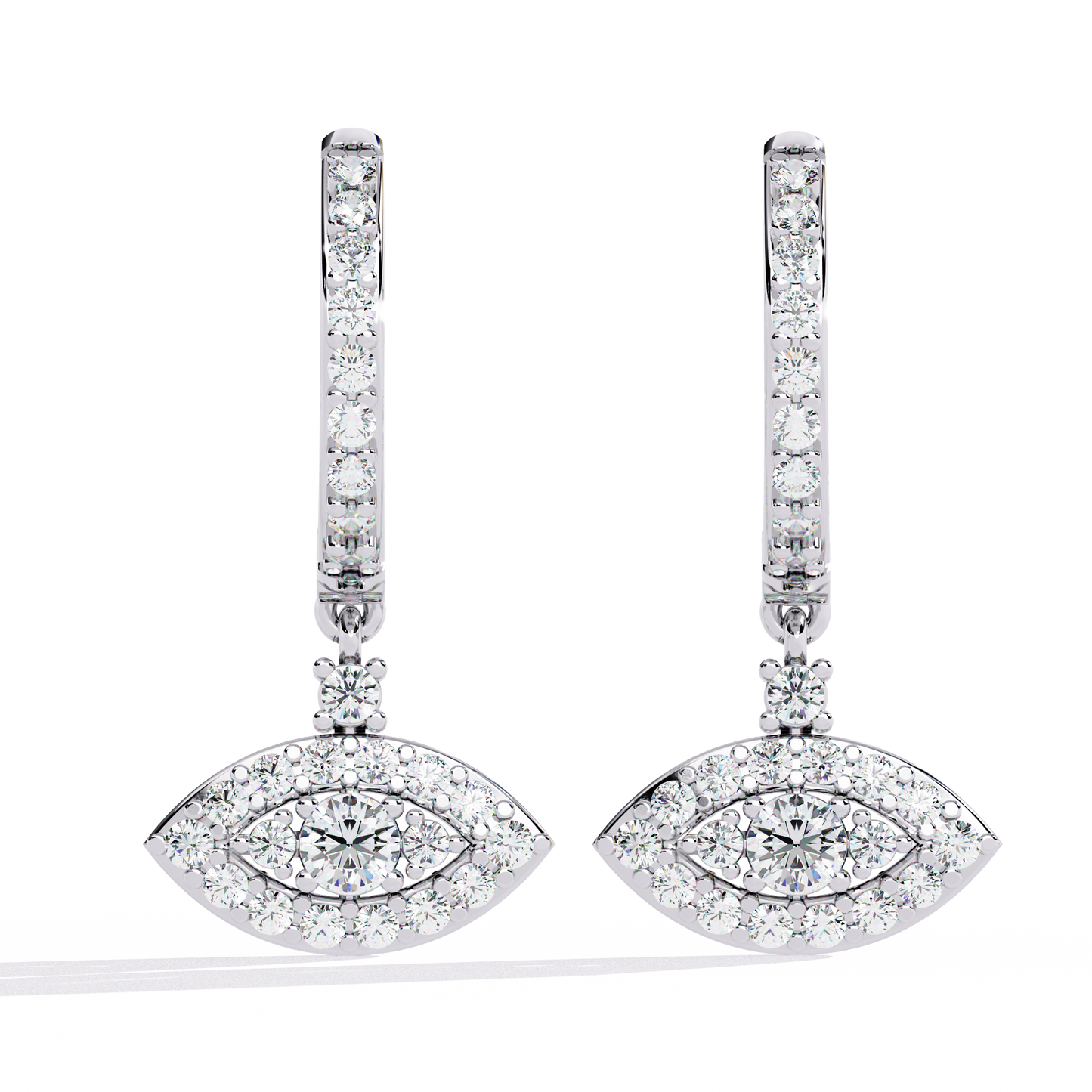 protea evil eye marquise lab grown diamond drop hoops