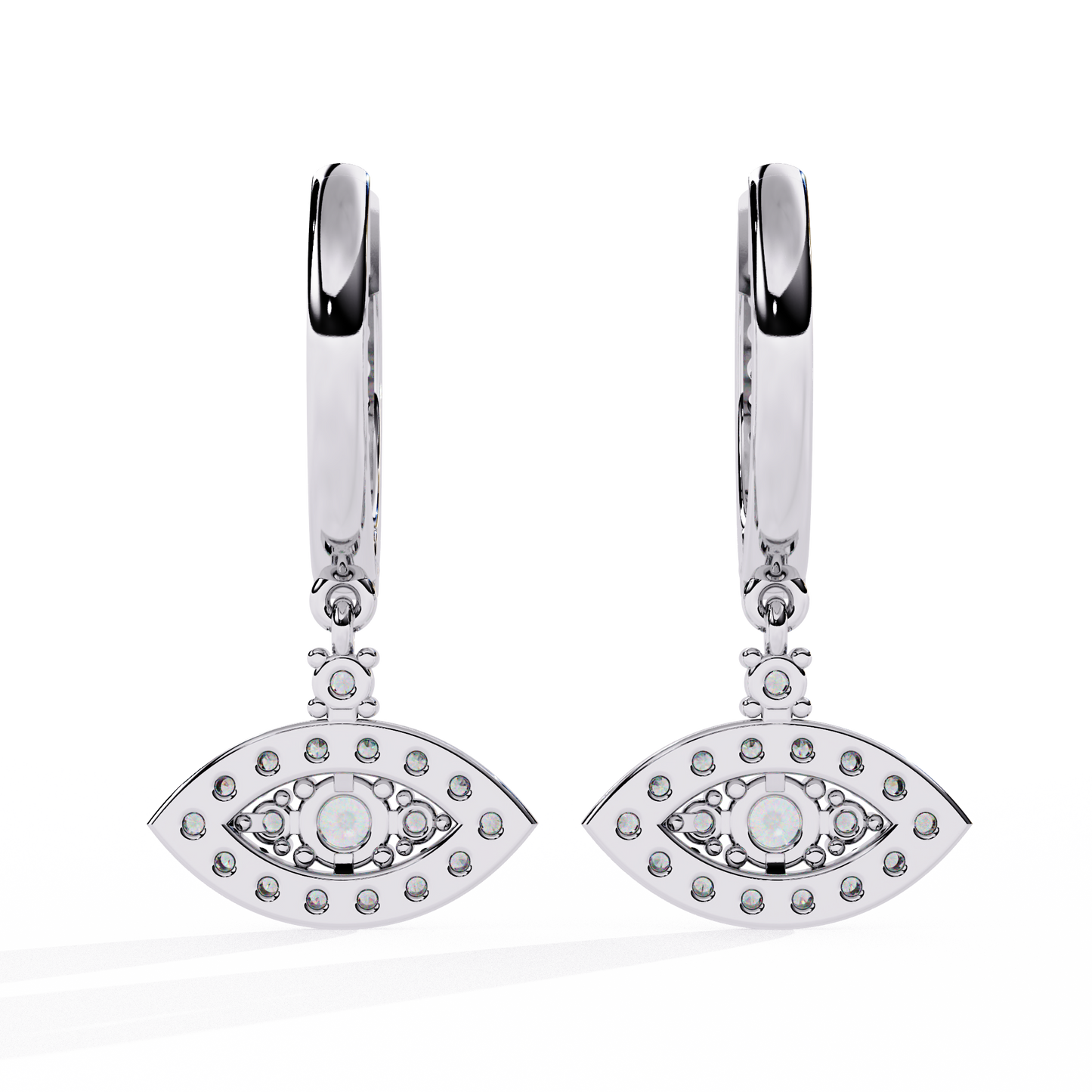 protea evil eye marquise lab grown diamond drop hoops