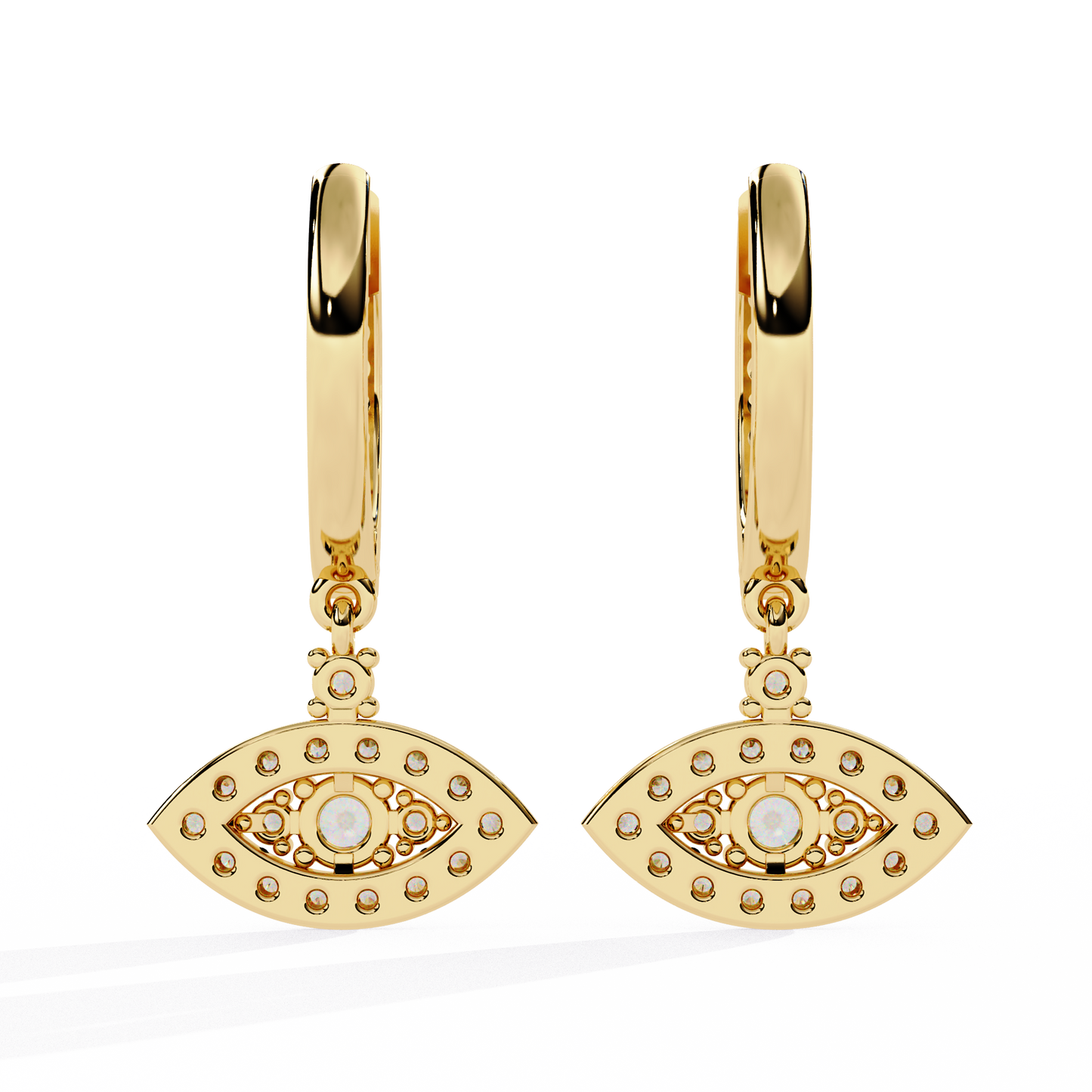 protea evil eye marquise lab grown diamond drop hoops