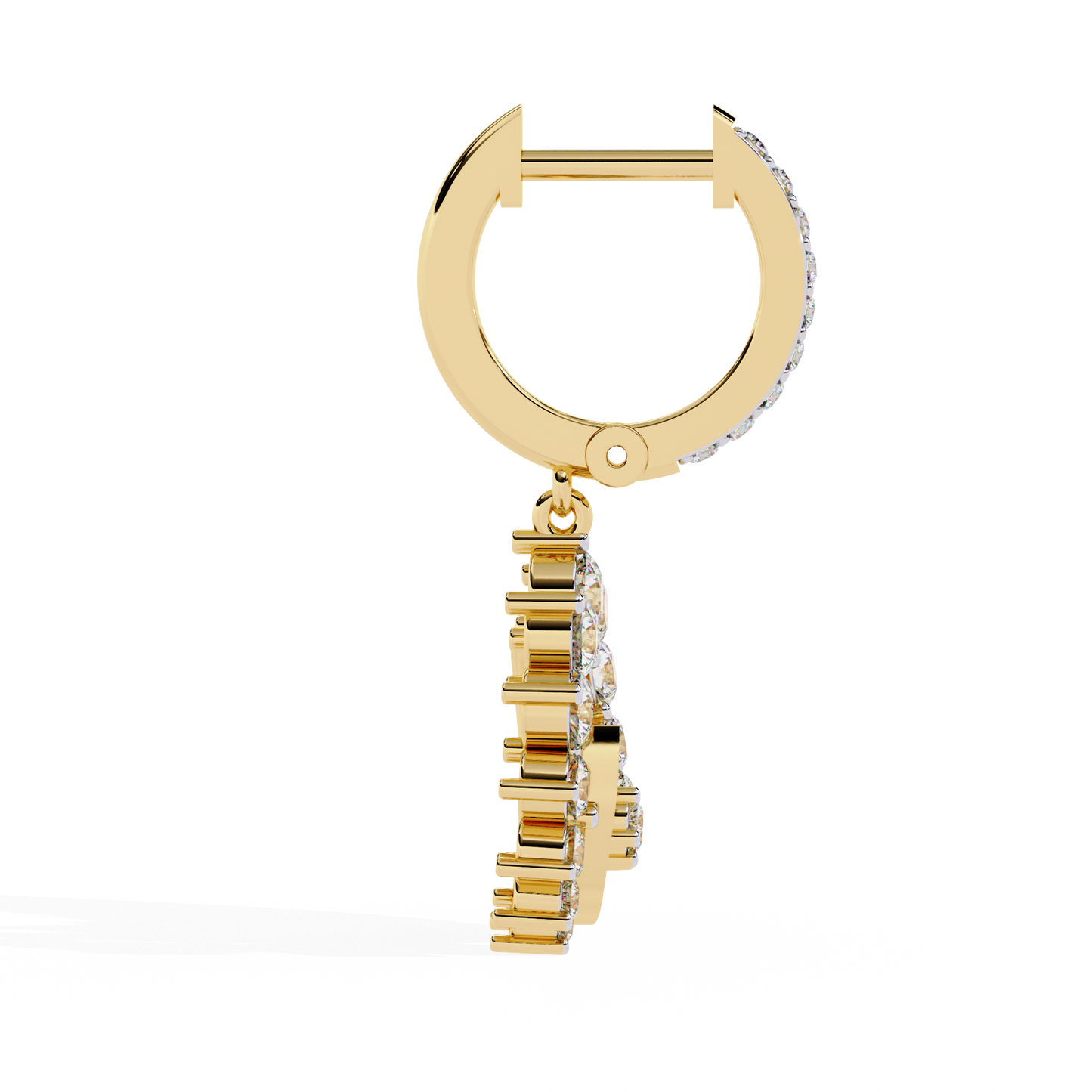 luna orbit crescent lab grown diamond drop hoops