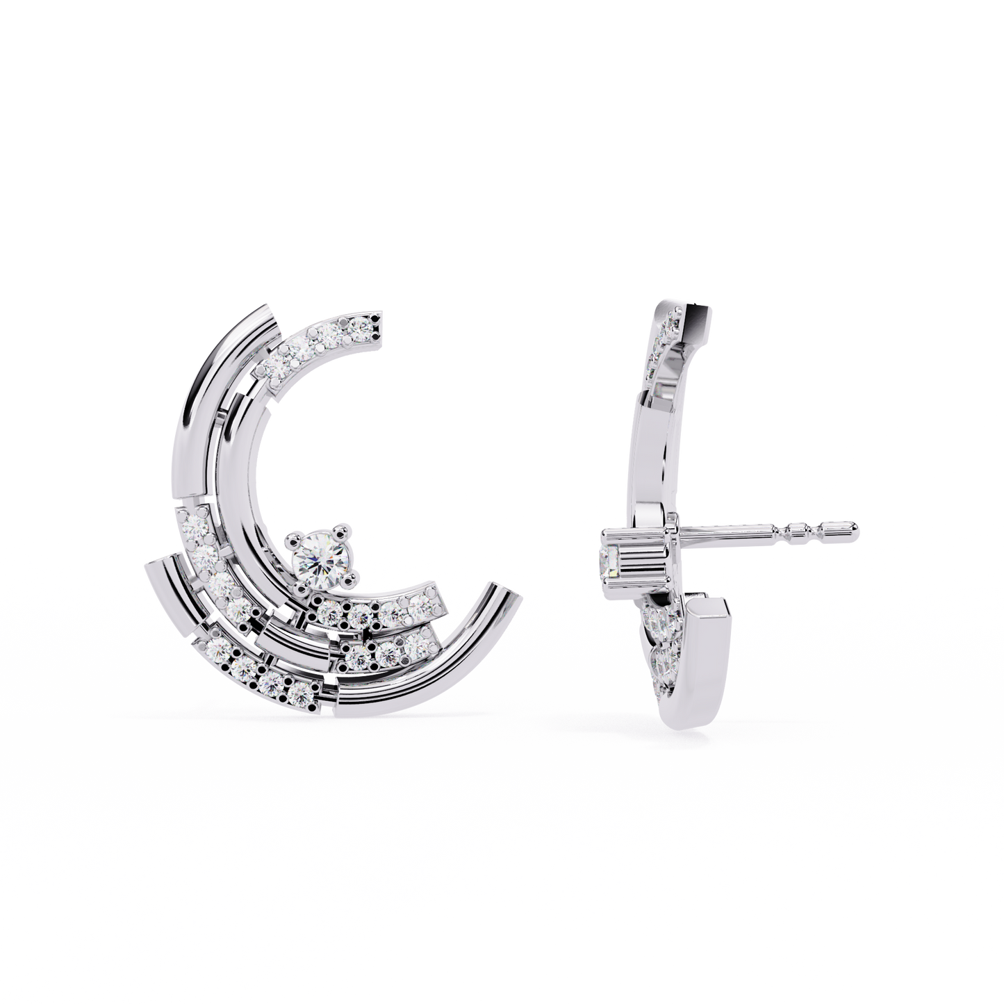 arcitect crescent lab grown diamond studs