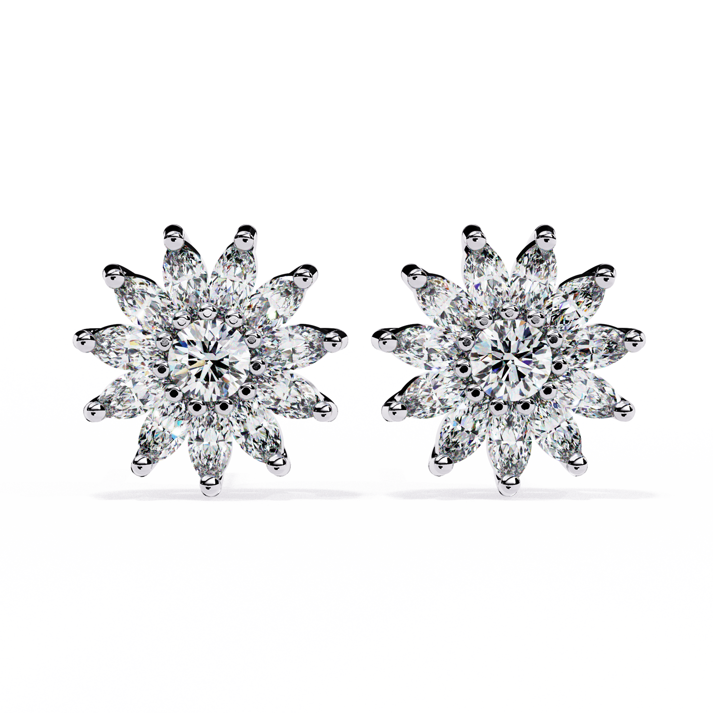 solara marquise floral cluster lab grown diamond studs