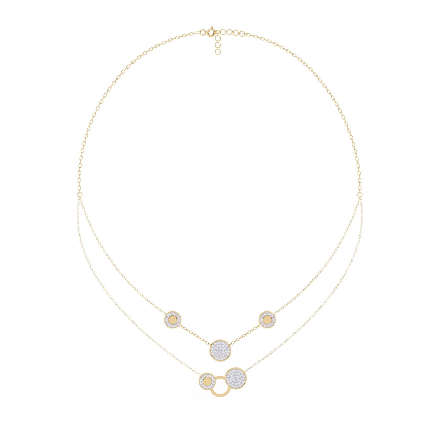 celestial duo circle station lab grown diamond necklace