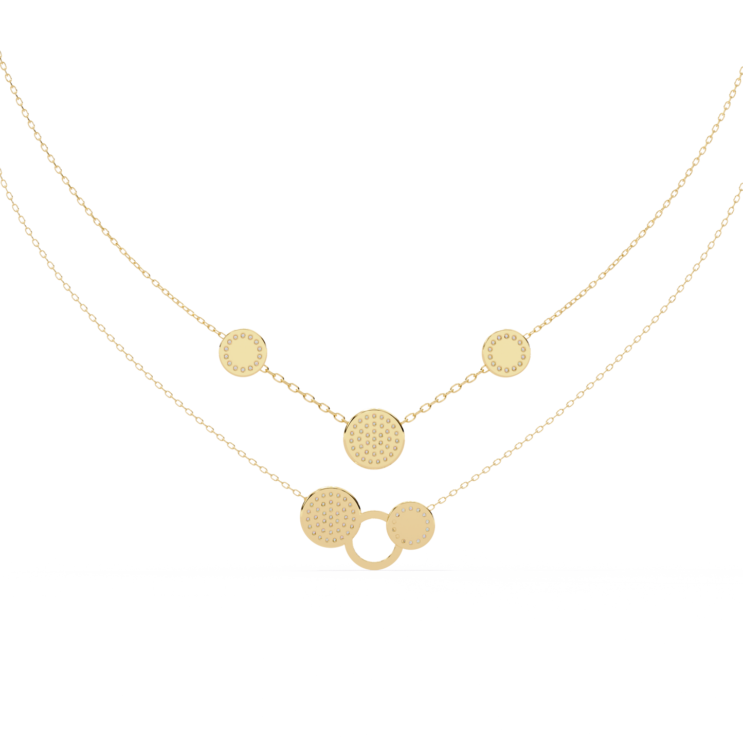 celestial duo circle station lab grown diamond necklace
