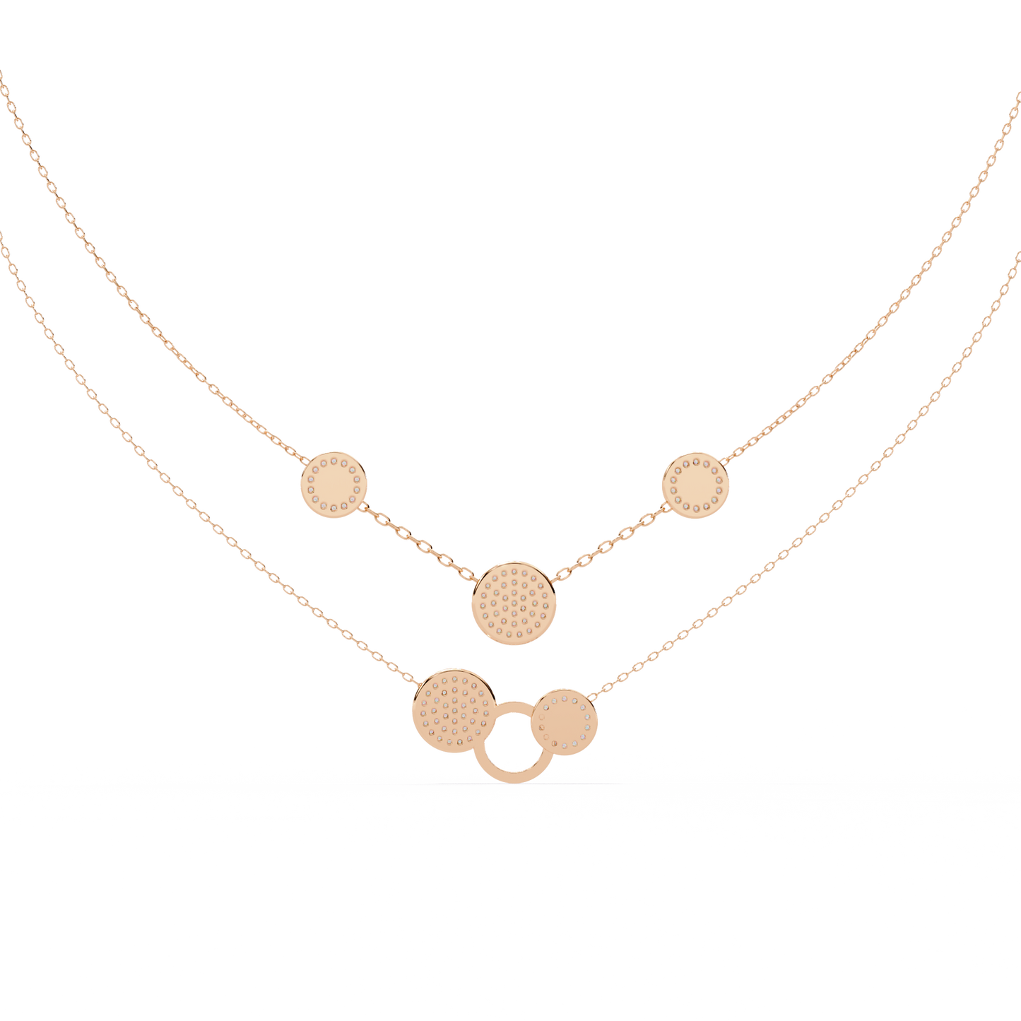 celestial duo circle station lab grown diamond necklace