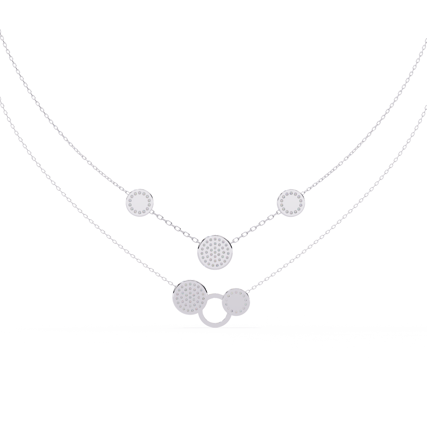 celestial duo circle station lab grown diamond necklace