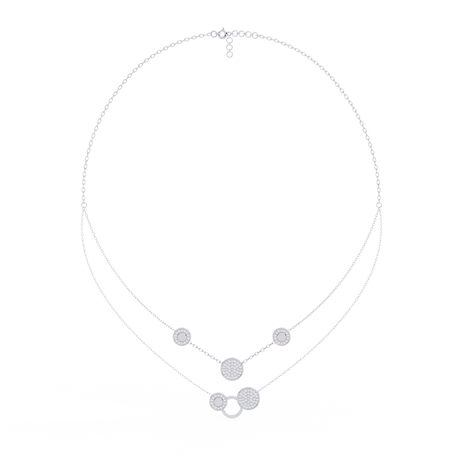 celestial duo circle station lab grown diamond necklace