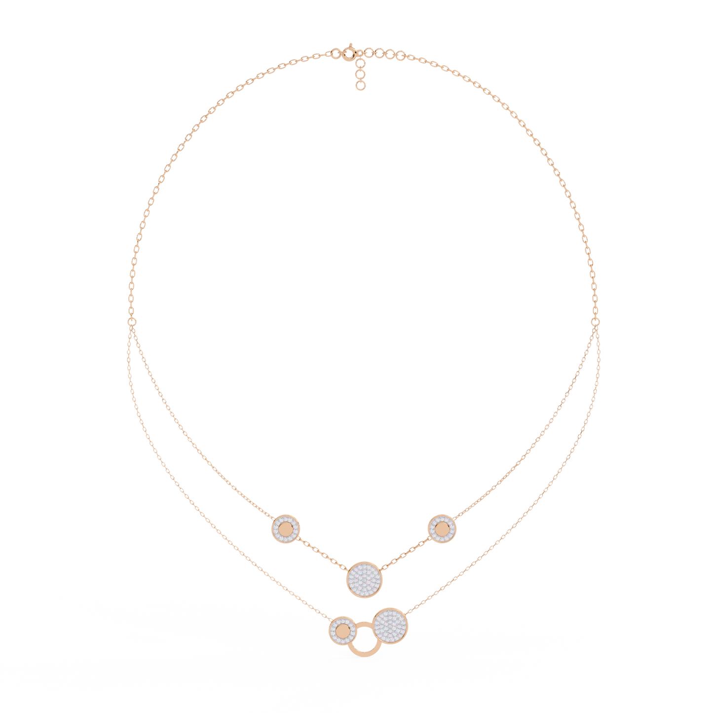 celestial duo circle station lab grown diamond necklace