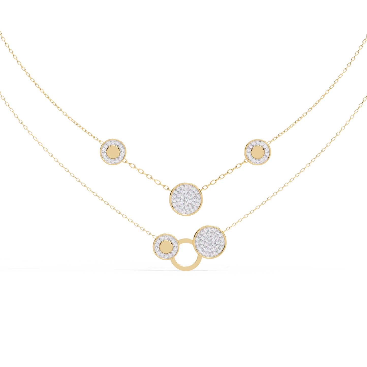 celestial duo circle station lab grown diamond necklace