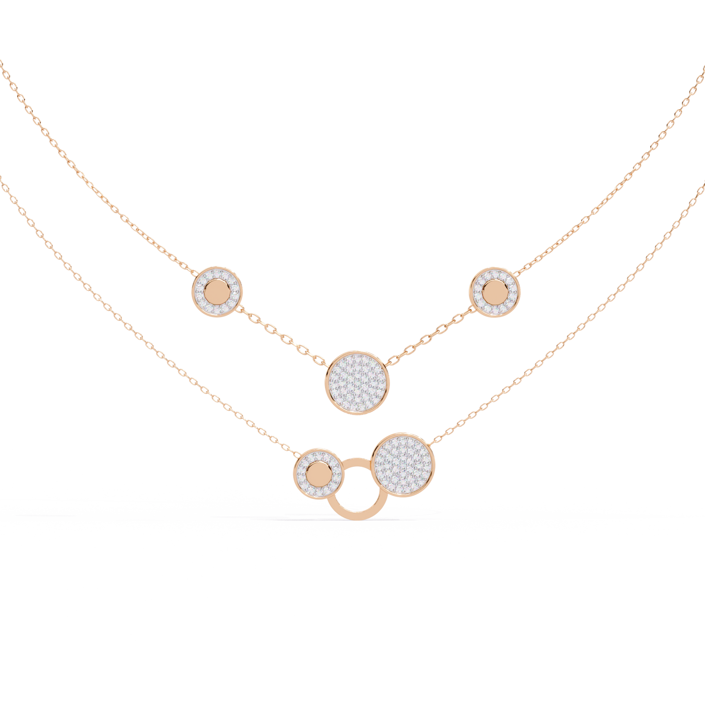 celestial duo circle station lab grown diamond necklace