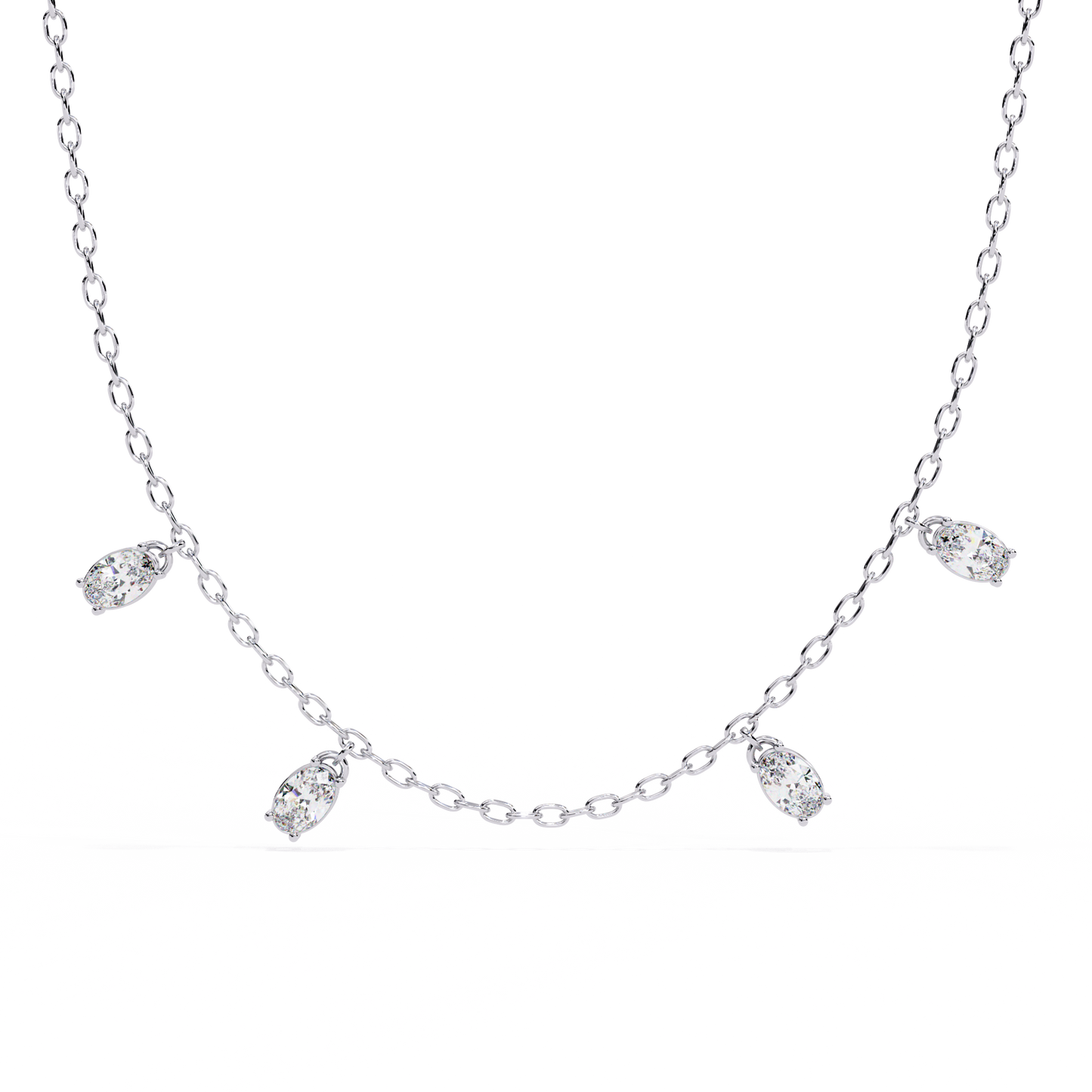 marquise drizzle lab grown diamond station necklace