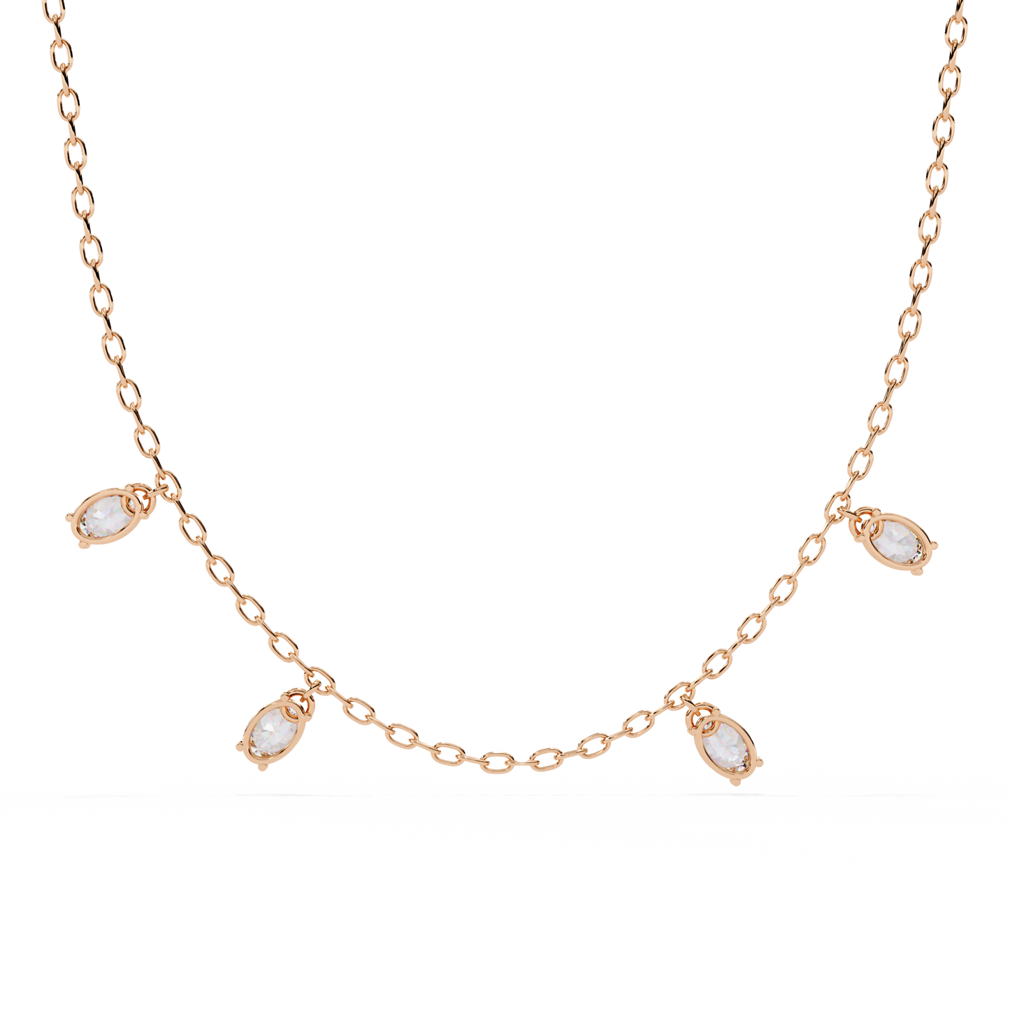 marquise drizzle lab grown diamond station necklace