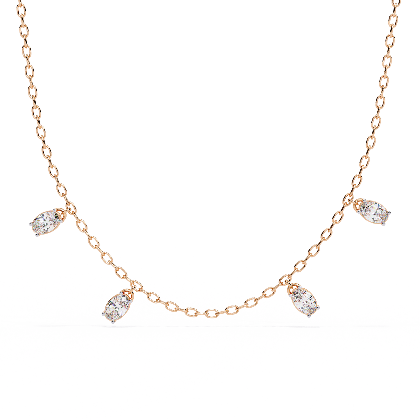 marquise drizzle lab grown diamond station necklace