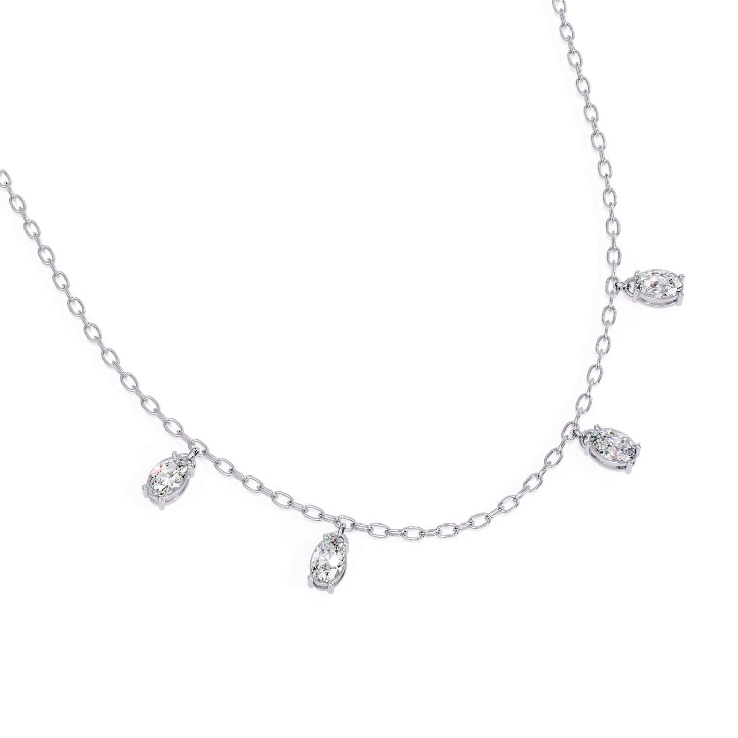 marquise drizzle lab grown diamond station necklace