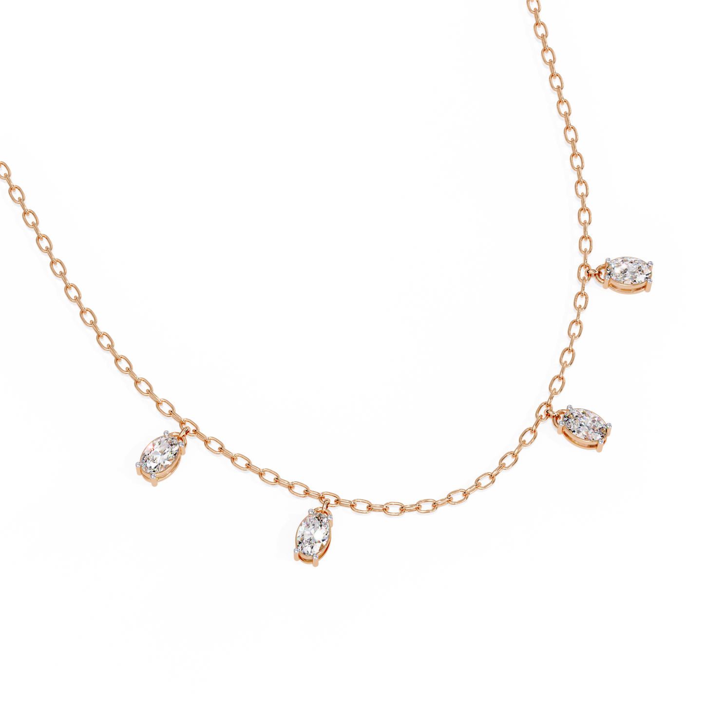 marquise drizzle lab grown diamond station necklace