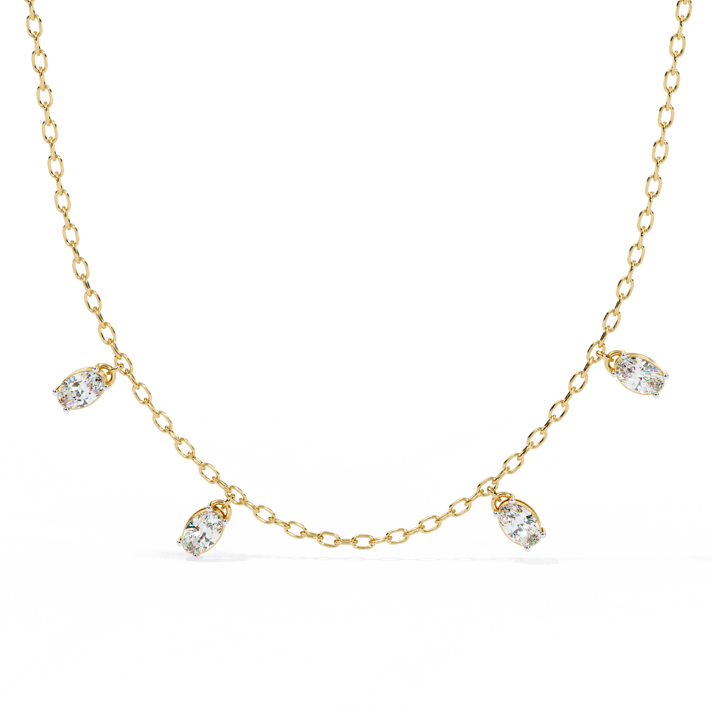 marquise drizzle lab grown diamond station necklace