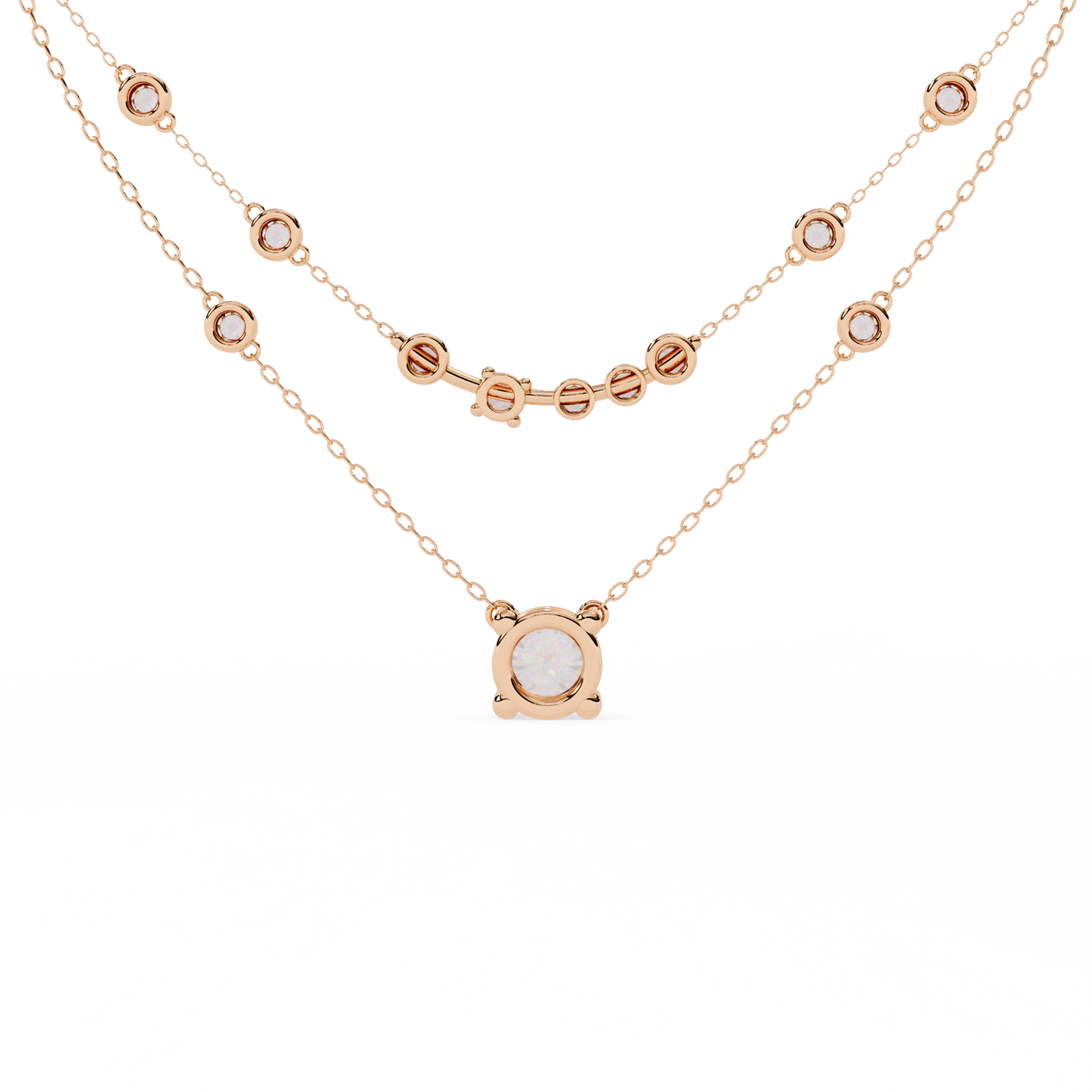 bezel duo layered solitaire lab grown diamond necklace