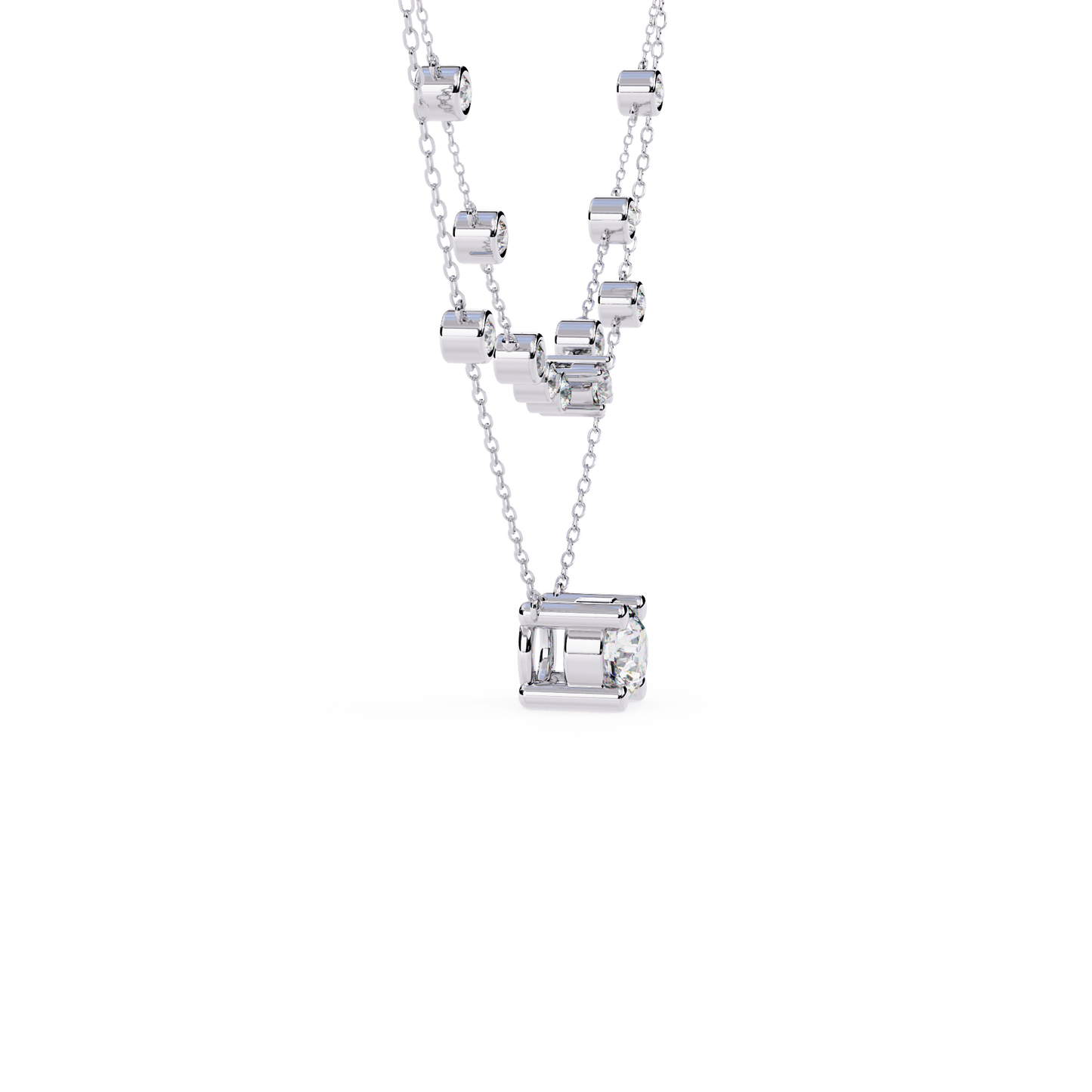 bezel duo layered solitaire lab grown diamond necklace