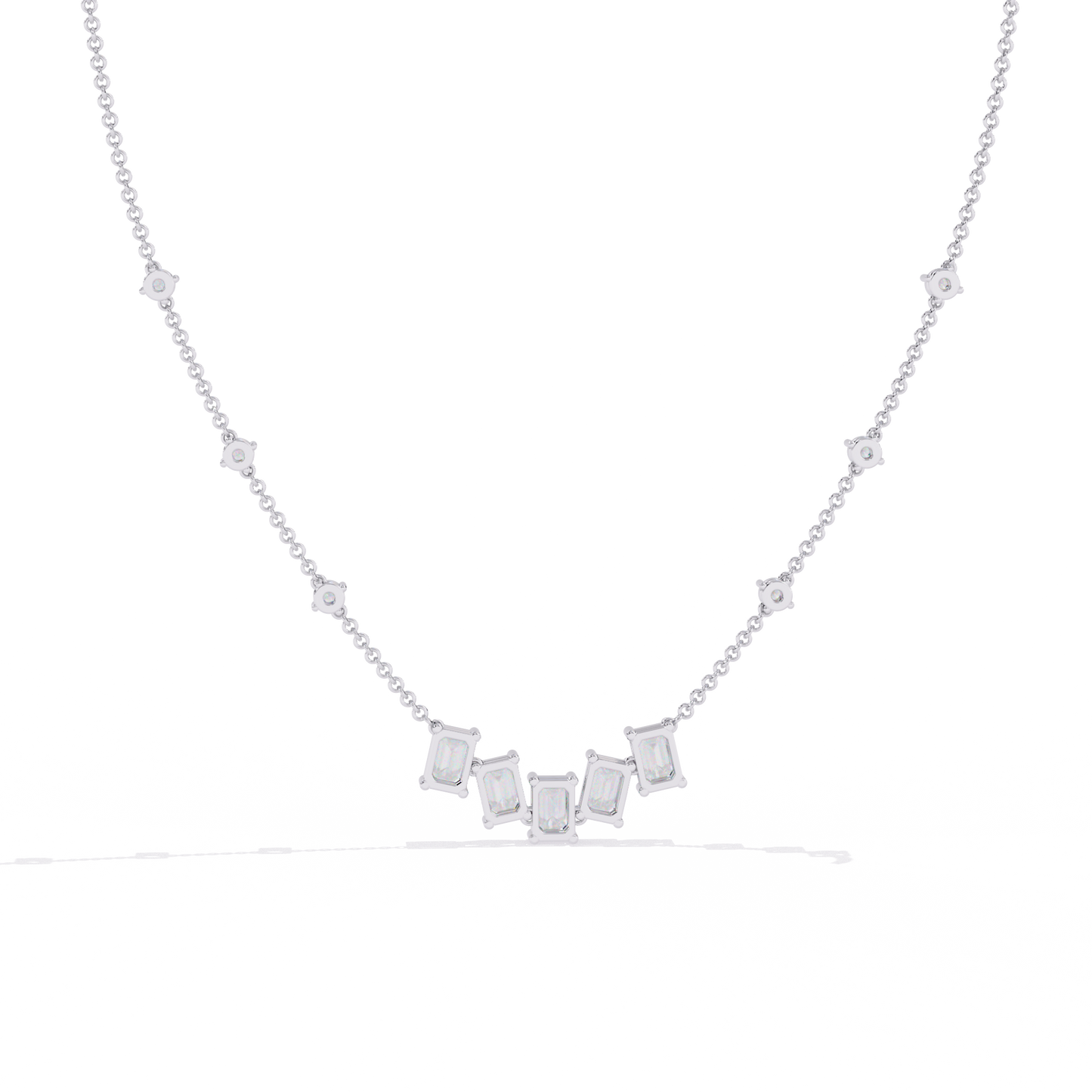 skyline baguette cluster lab grown diamond necklace