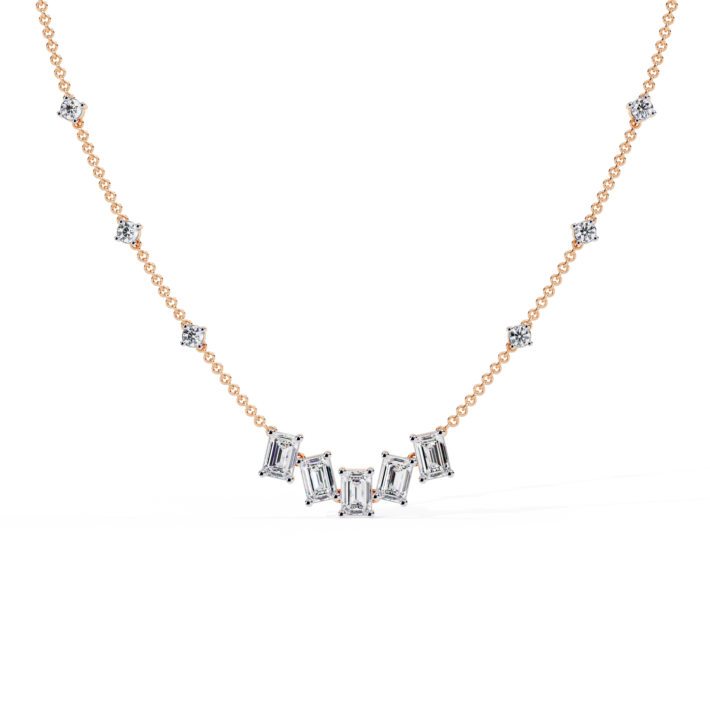 skyline baguette cluster lab grown diamond necklace