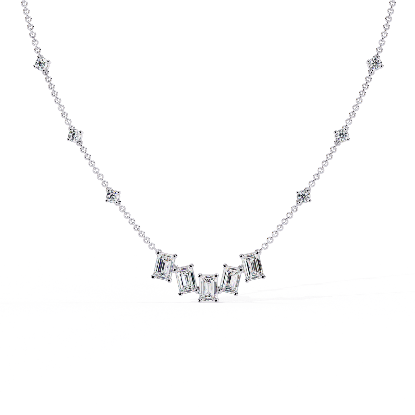 skyline baguette cluster lab grown diamond necklace