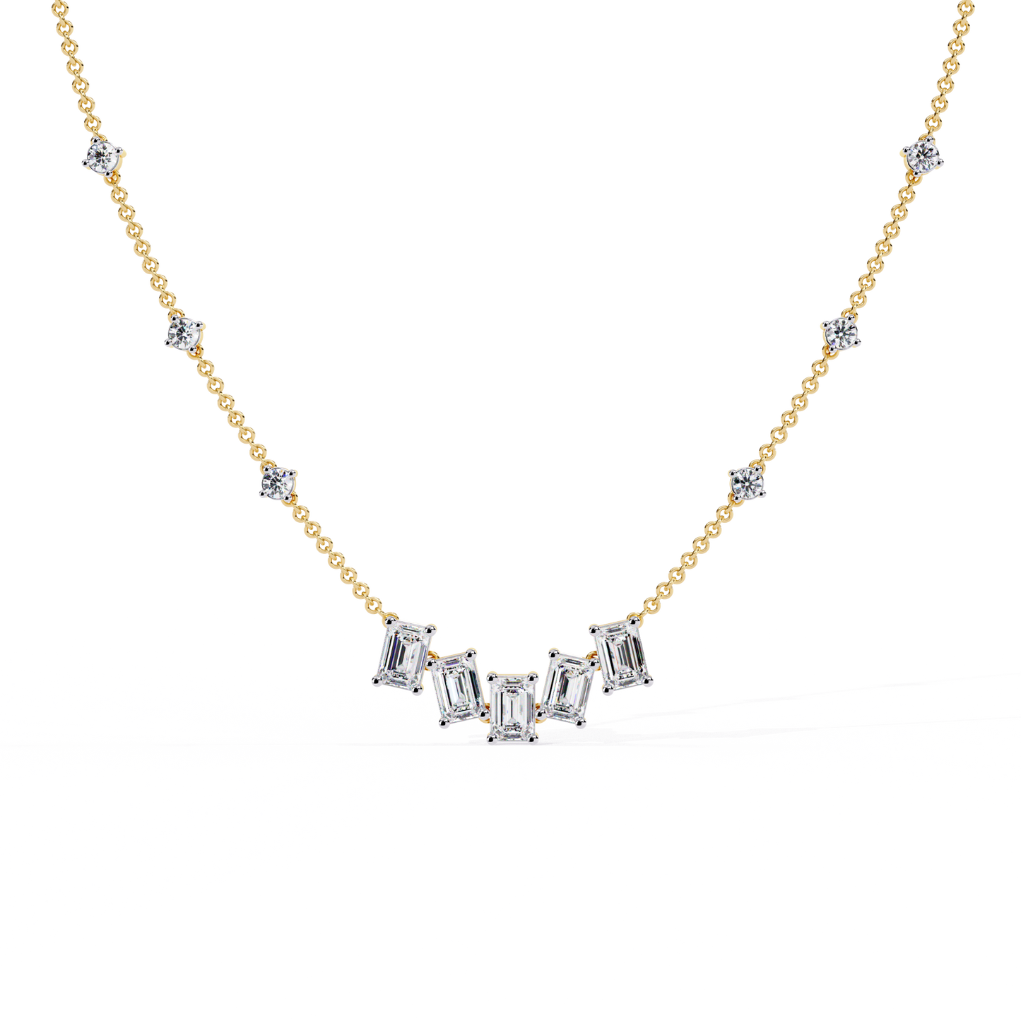 skyline baguette cluster lab grown diamond necklace