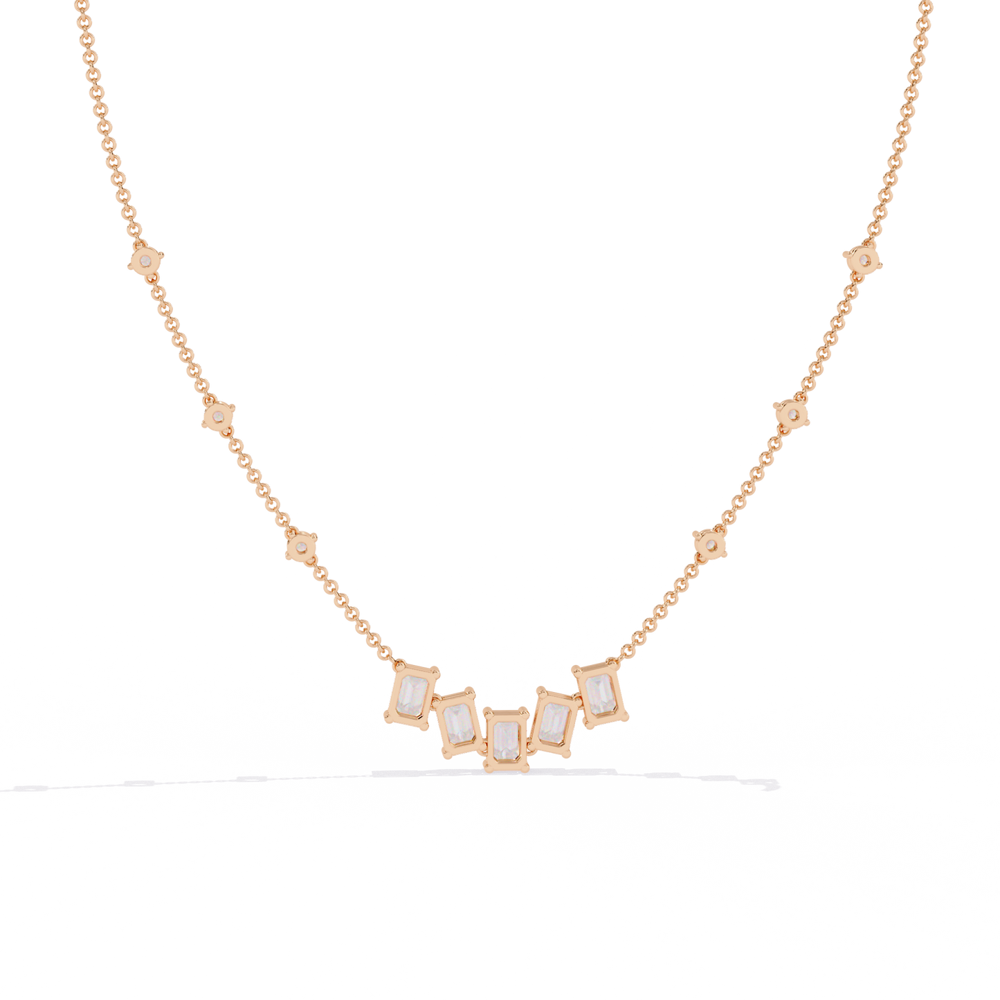 skyline baguette cluster lab grown diamond necklace