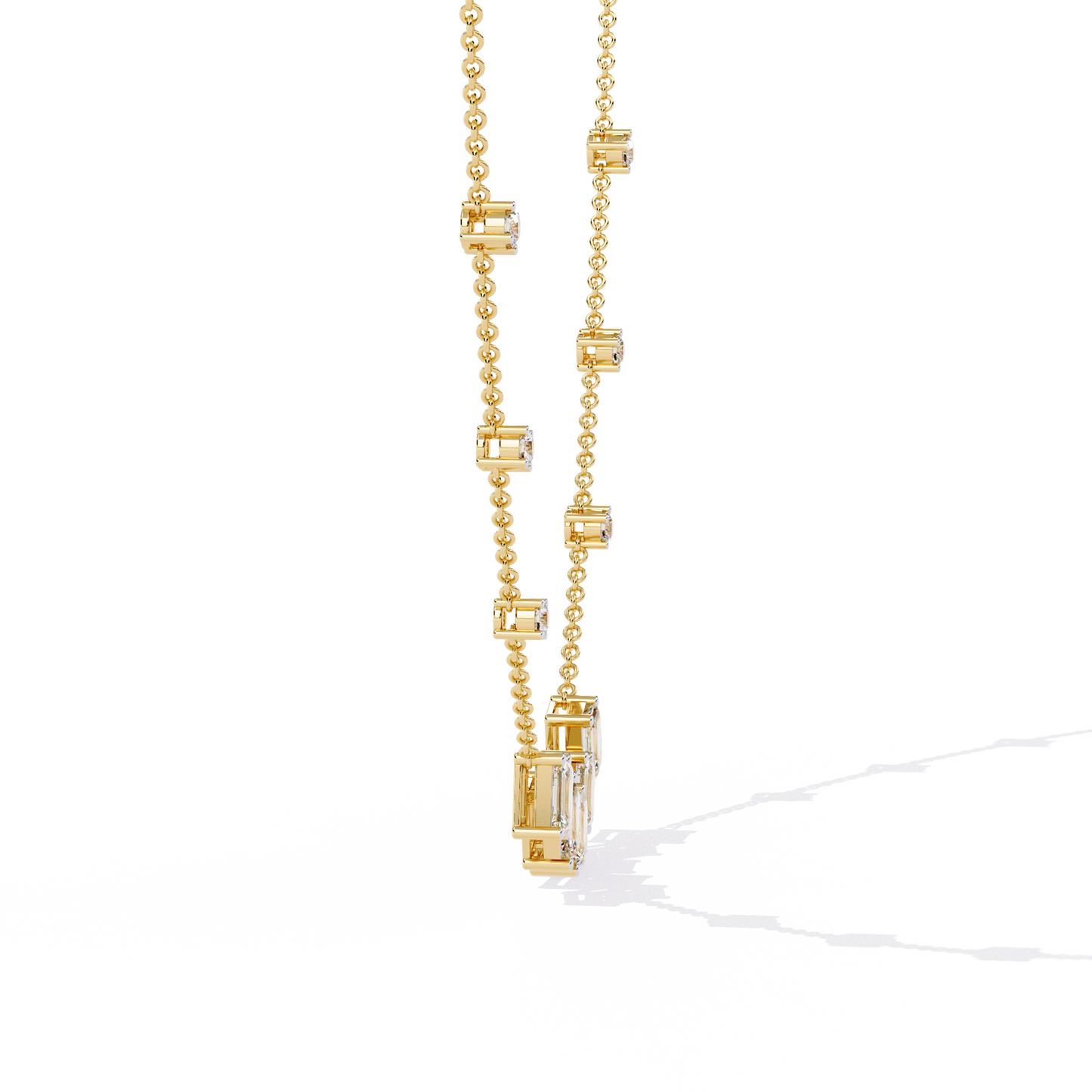 skyline baguette cluster lab grown diamond necklace