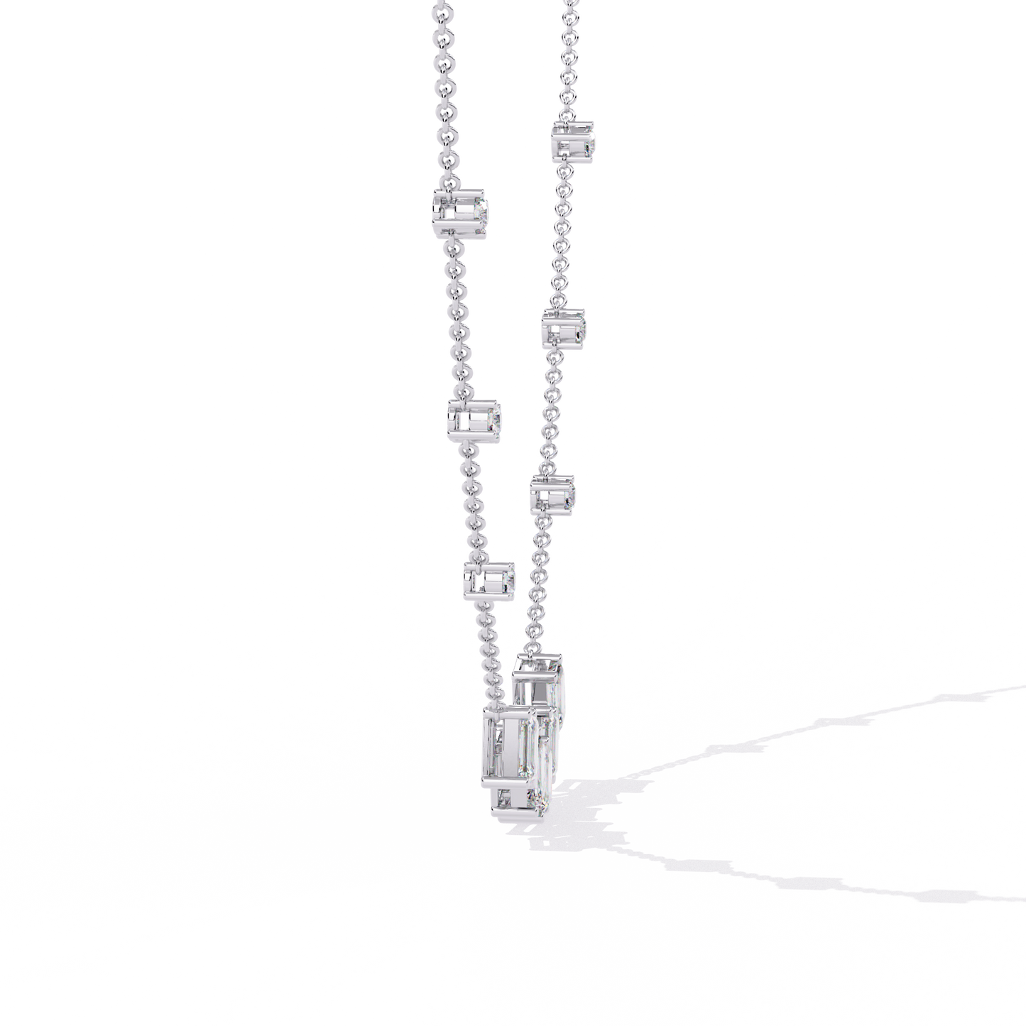 skyline baguette cluster lab grown diamond necklace