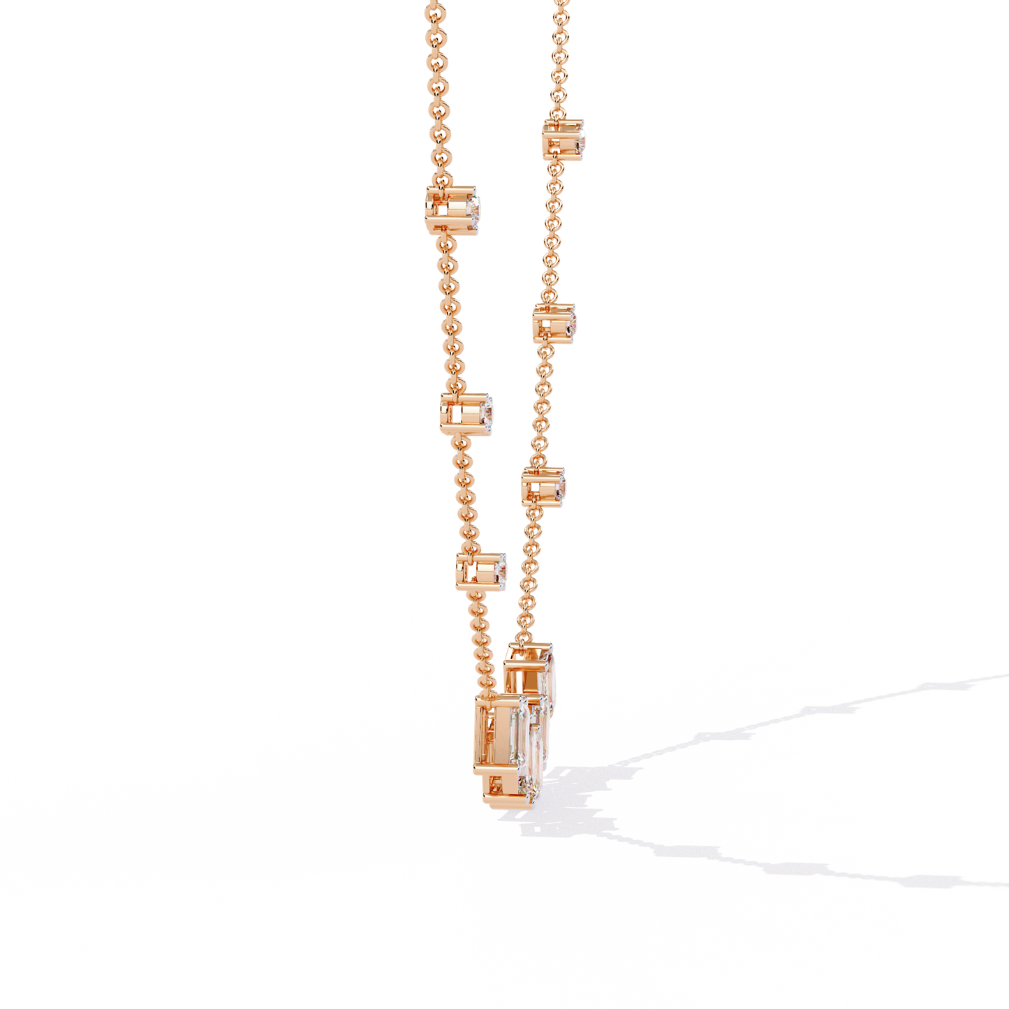 skyline baguette cluster lab grown diamond necklace