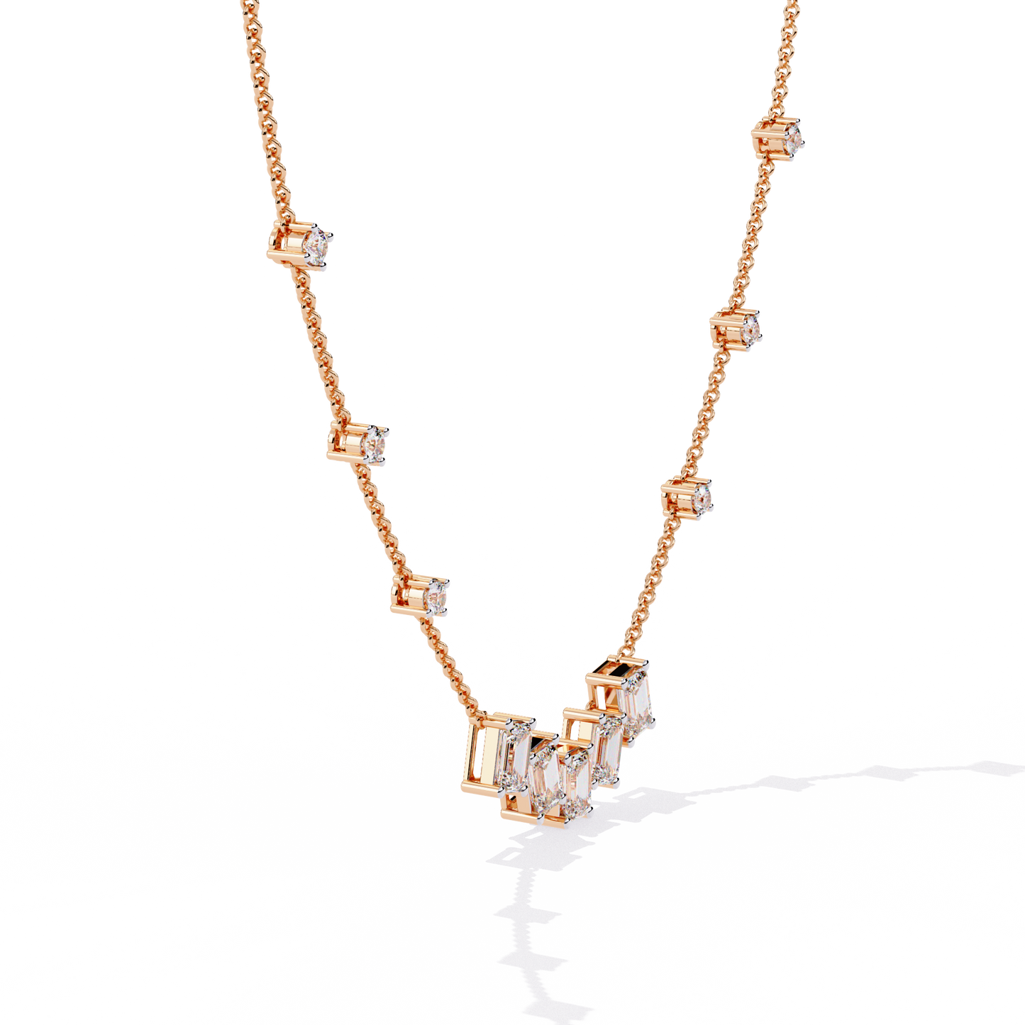 skyline baguette cluster lab grown diamond necklace