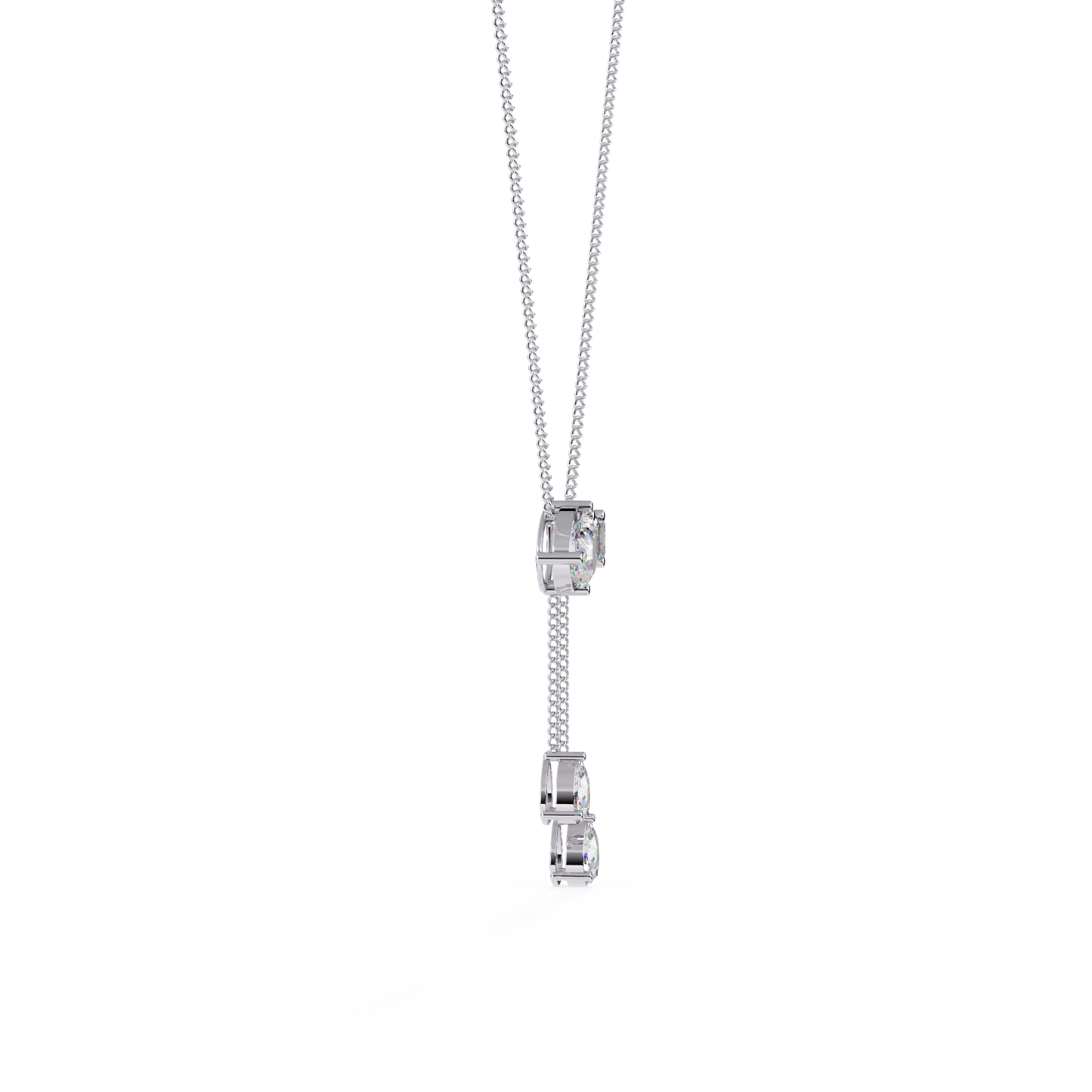 cascade pear baguette lab grown diamond lariat necklace
