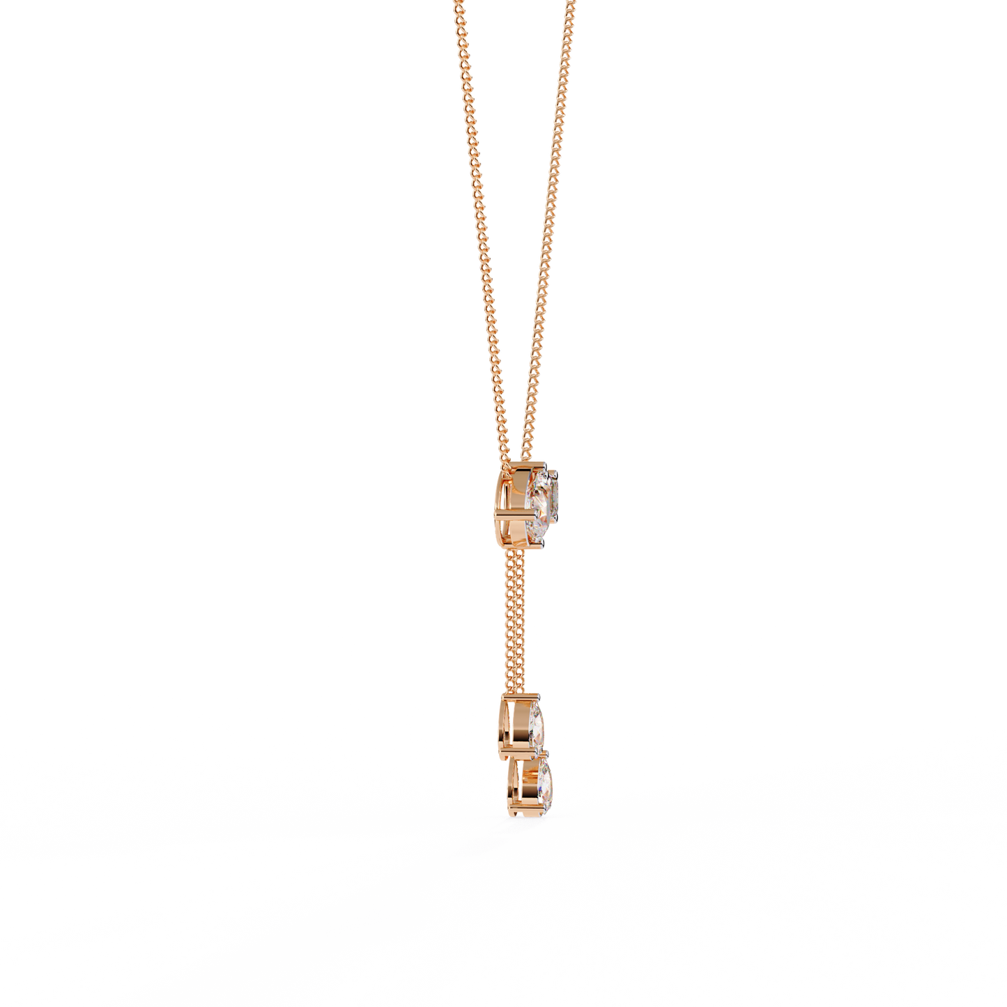 cascade pear baguette lab grown diamond lariat necklace