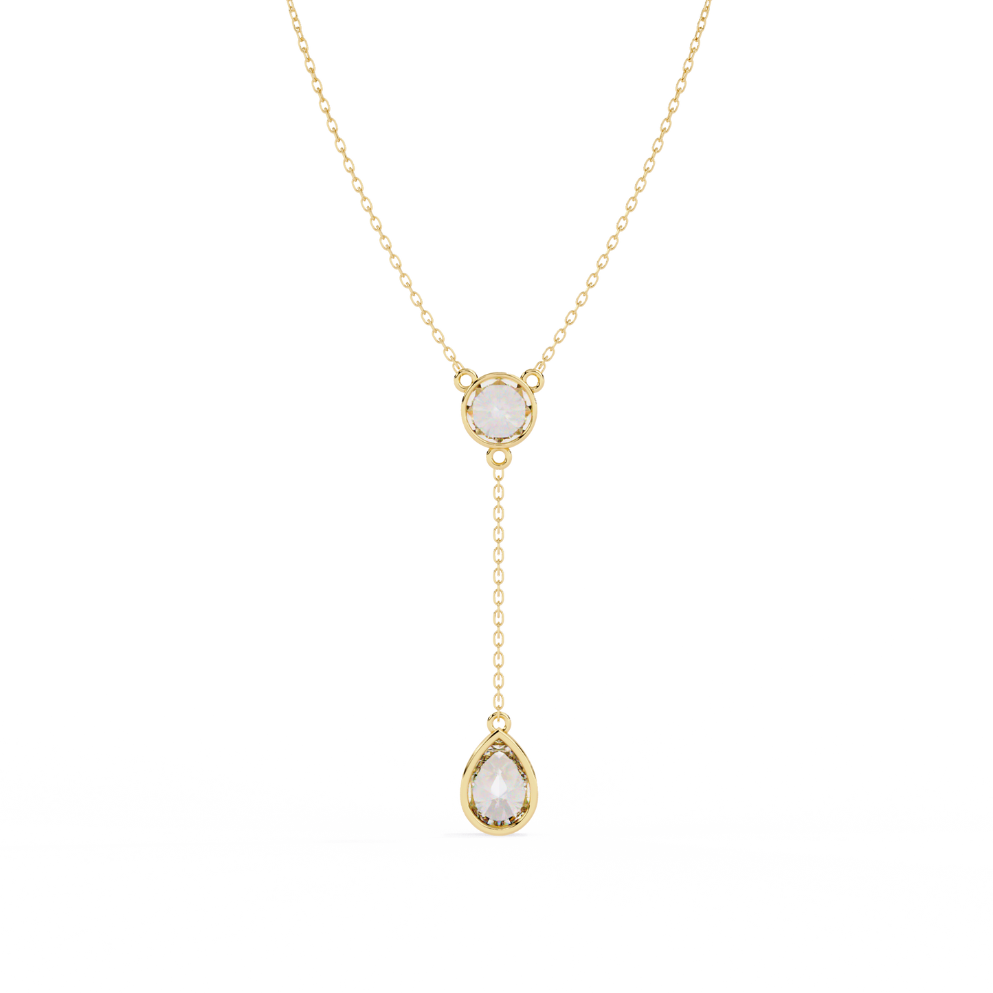 aura bezel lariat lab grown diamond necklace