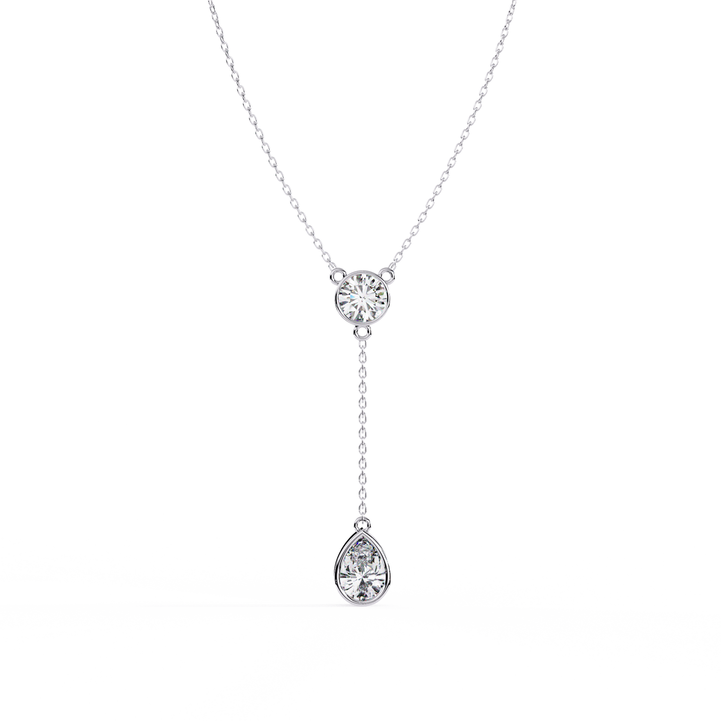 aura bezel lariat lab grown diamond necklace