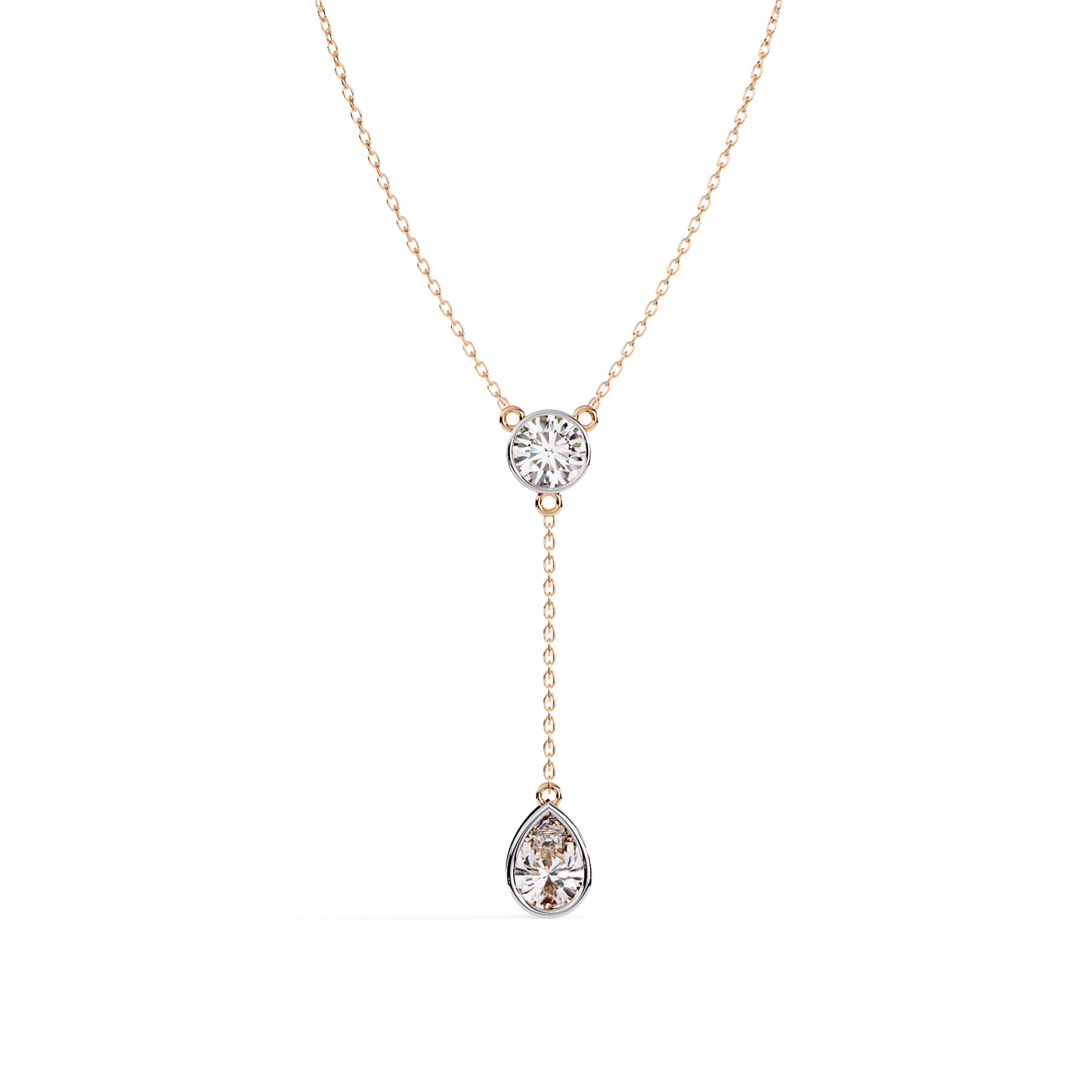 aura bezel lariat lab grown diamond necklace
