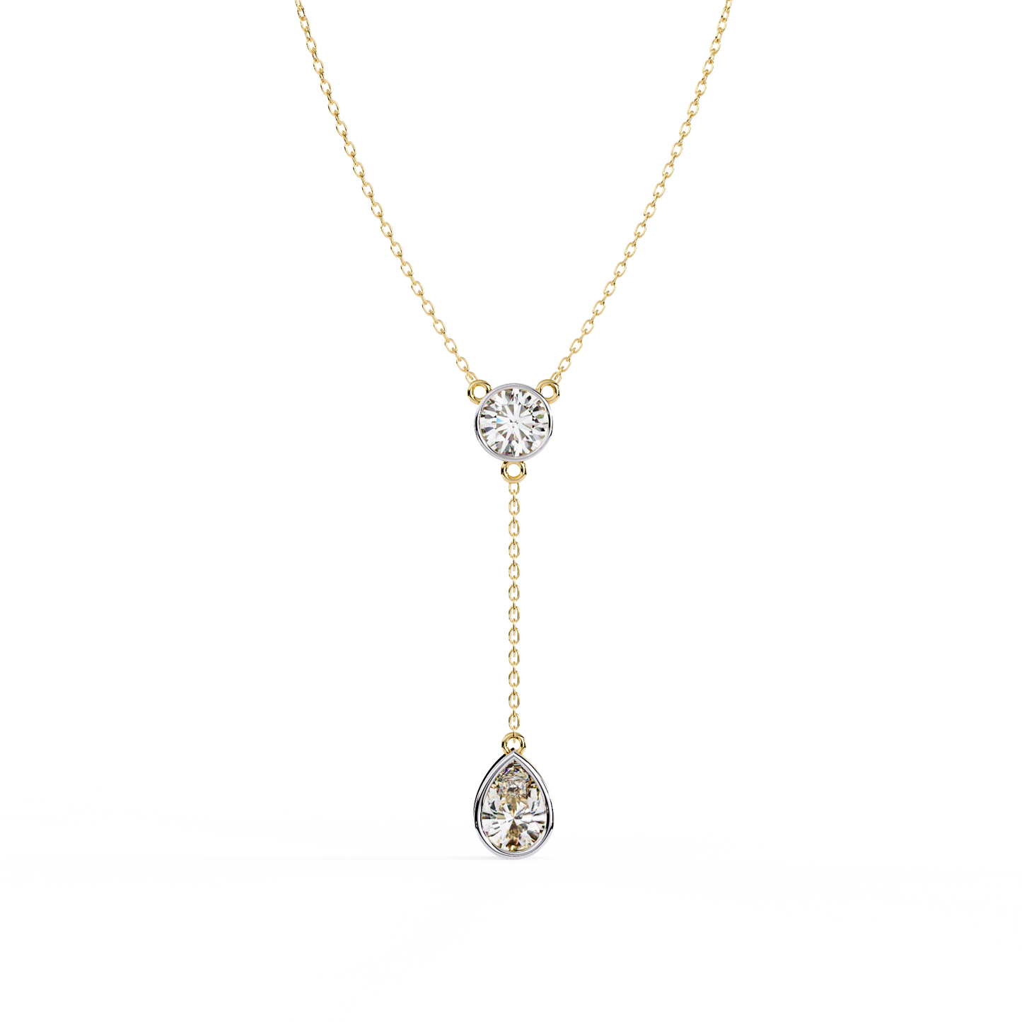 aura bezel lariat lab grown diamond necklace