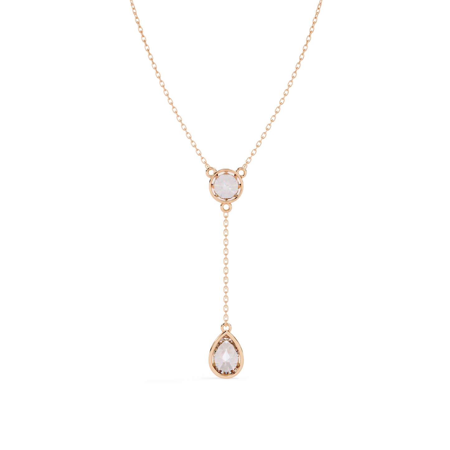 aura bezel lariat lab grown diamond necklace