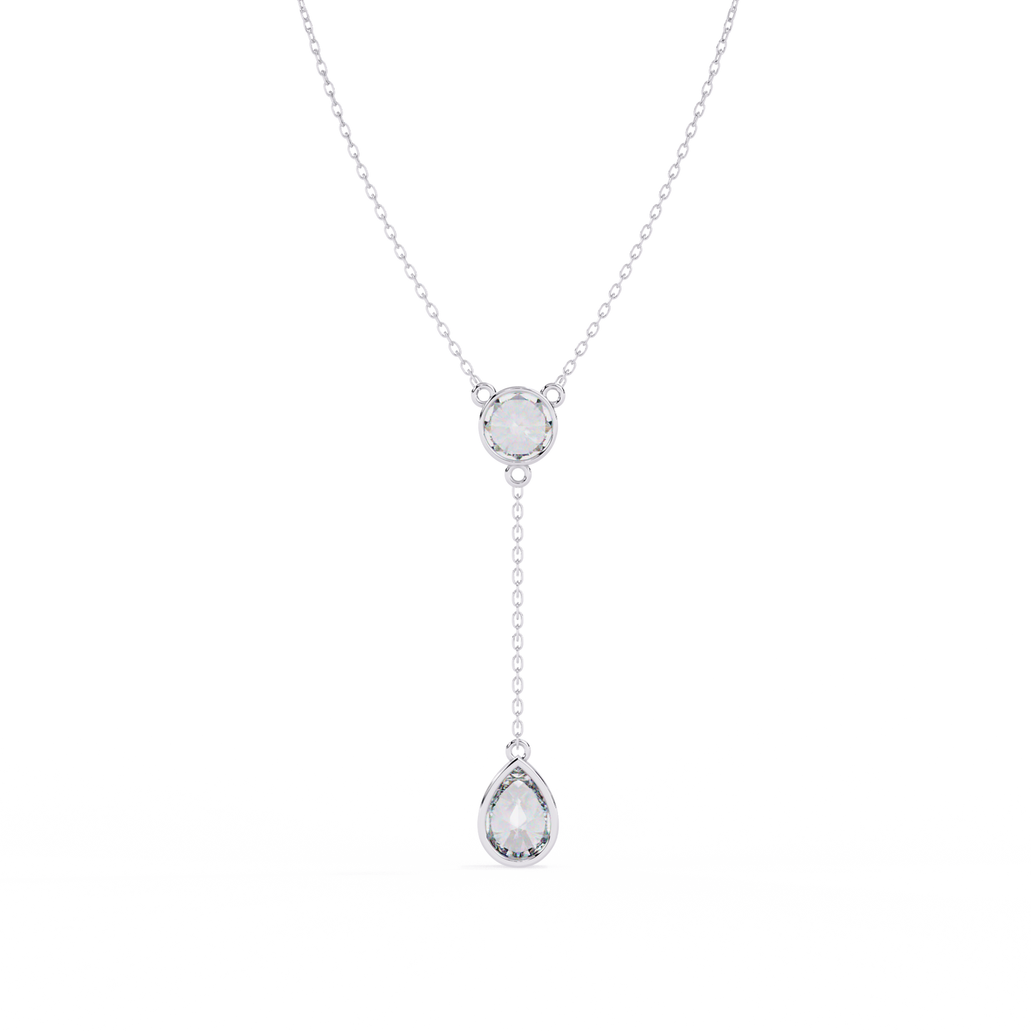 aura bezel lariat lab grown diamond necklace