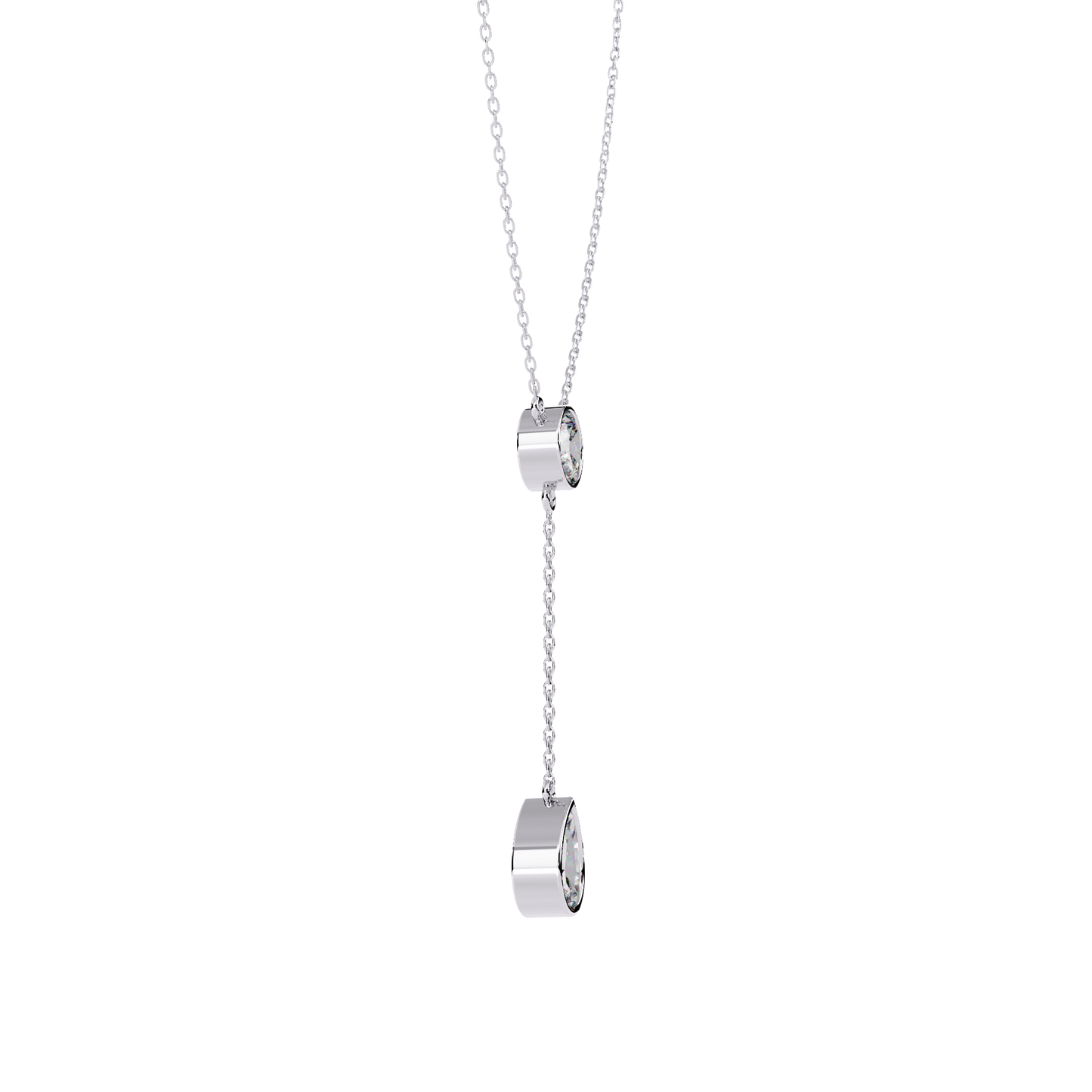 aura bezel lariat lab grown diamond necklace