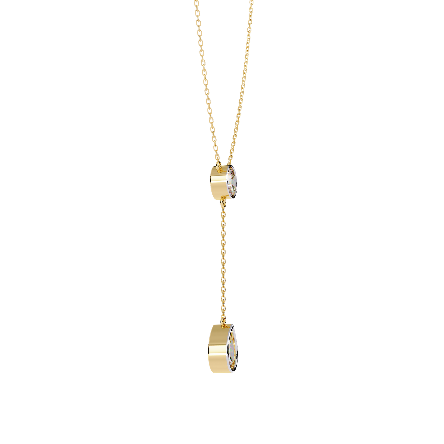aura bezel lariat lab grown diamond necklace