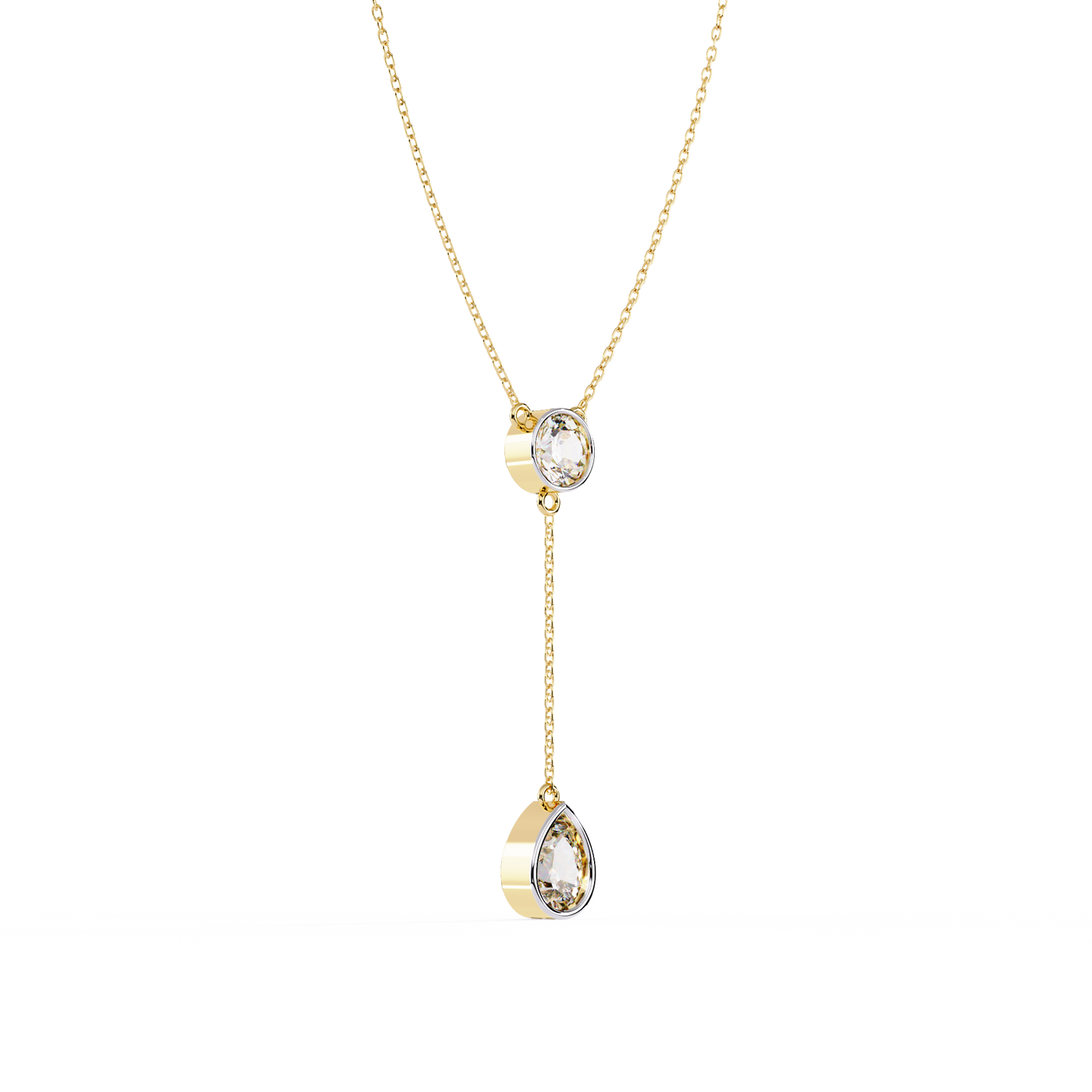 aura bezel lariat lab grown diamond necklace