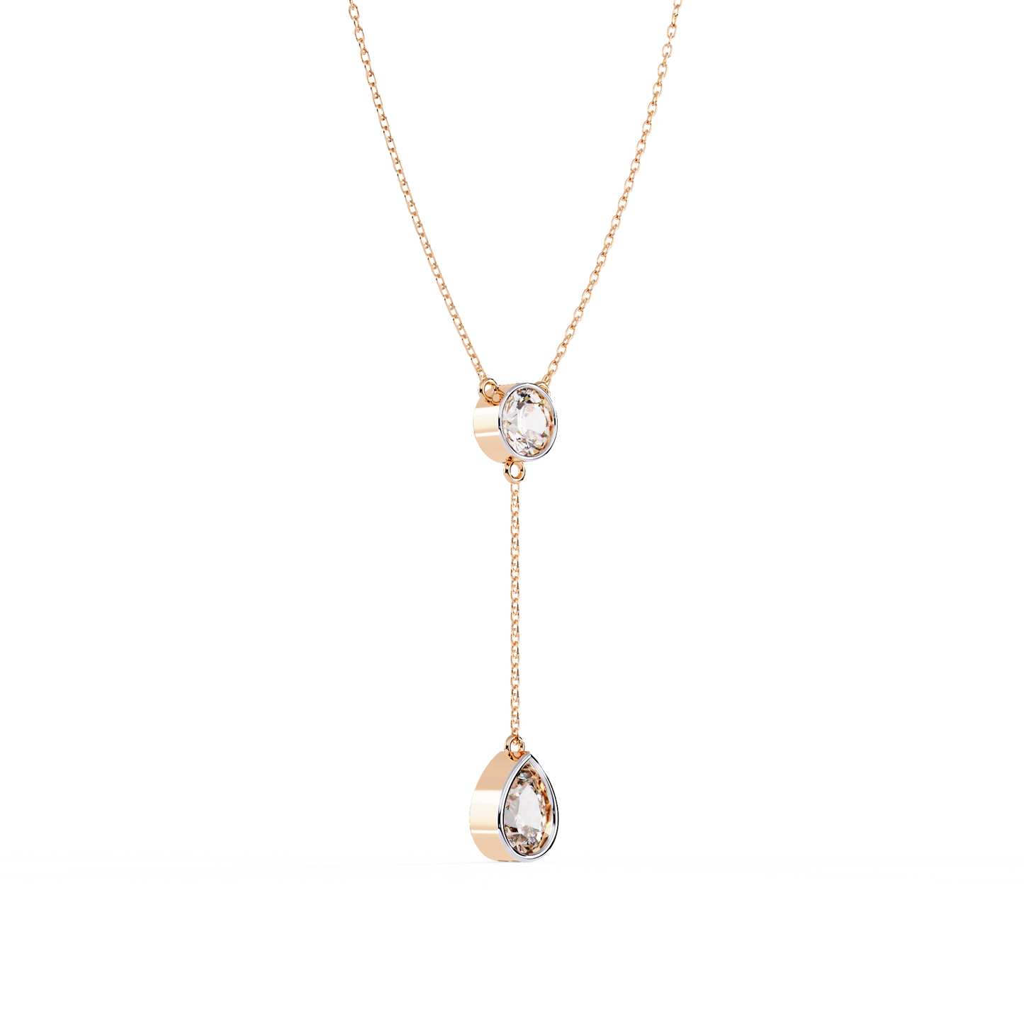 aura bezel lariat lab grown diamond necklace