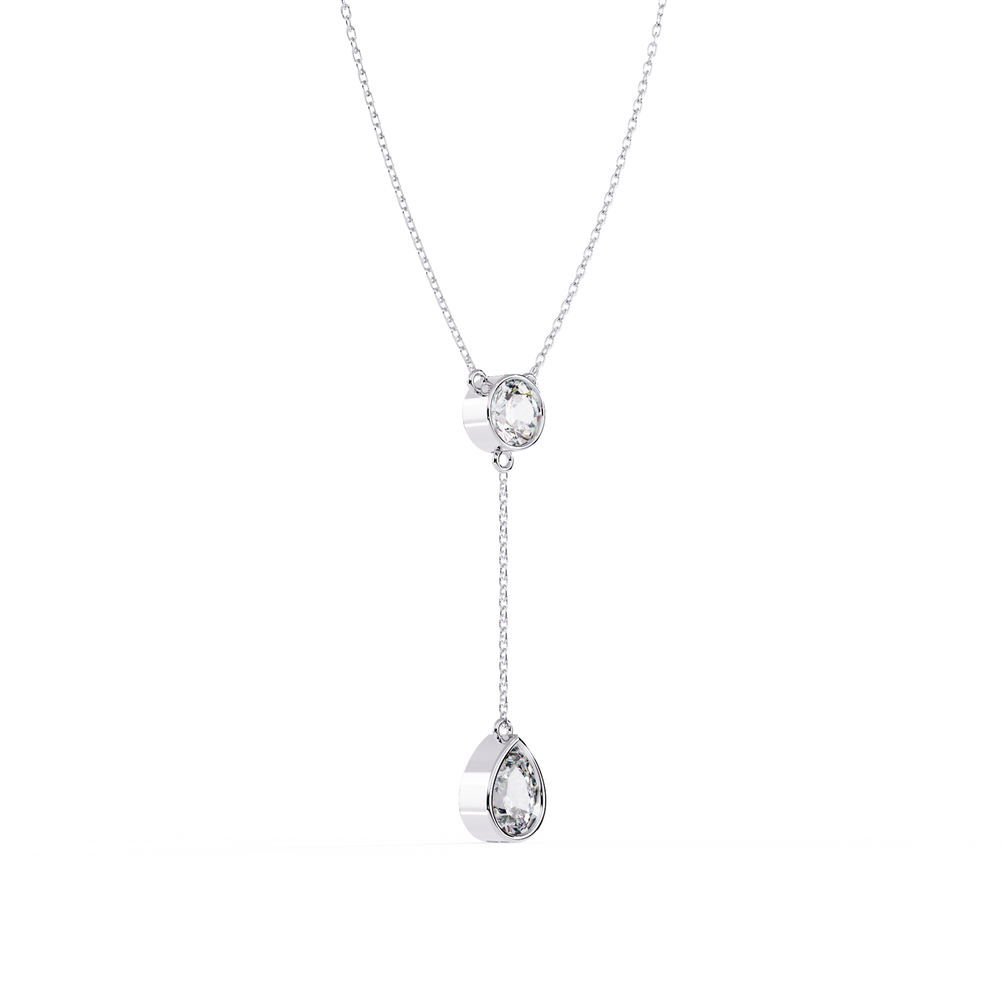aura bezel lariat lab grown diamond necklace