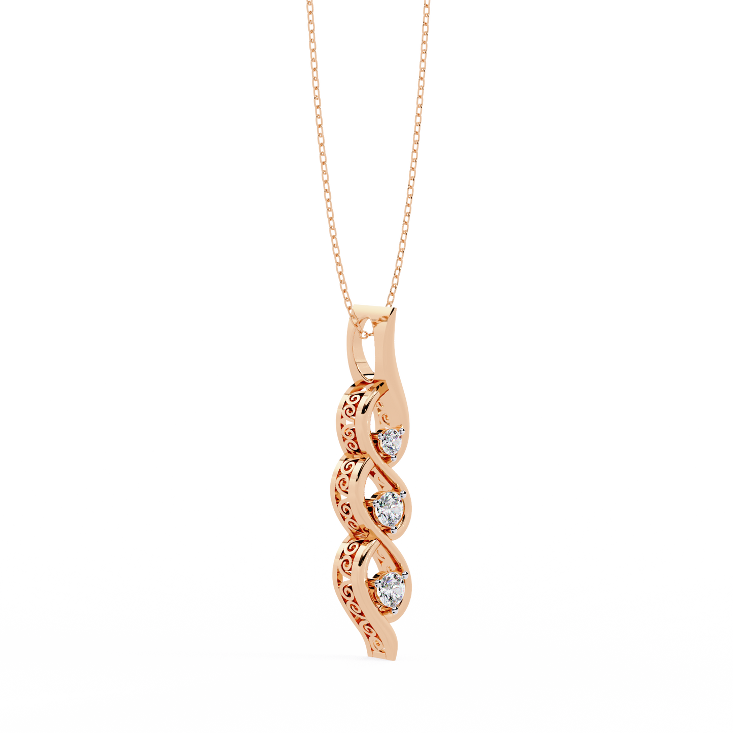 trinity swirl lab grown diamond pendant