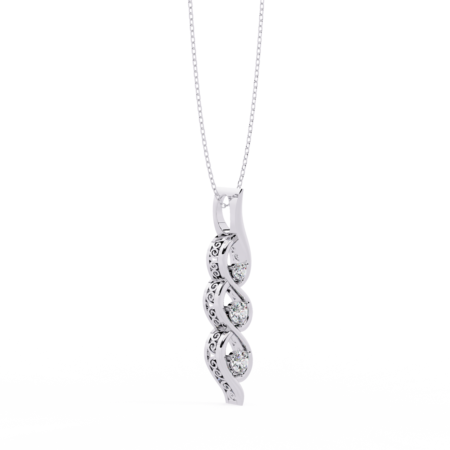 trinity swirl lab grown diamond pendant