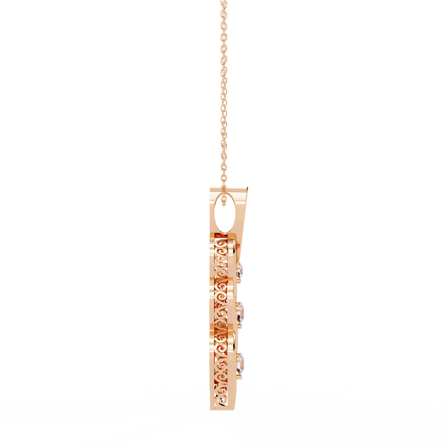 trinity swirl lab grown diamond pendant