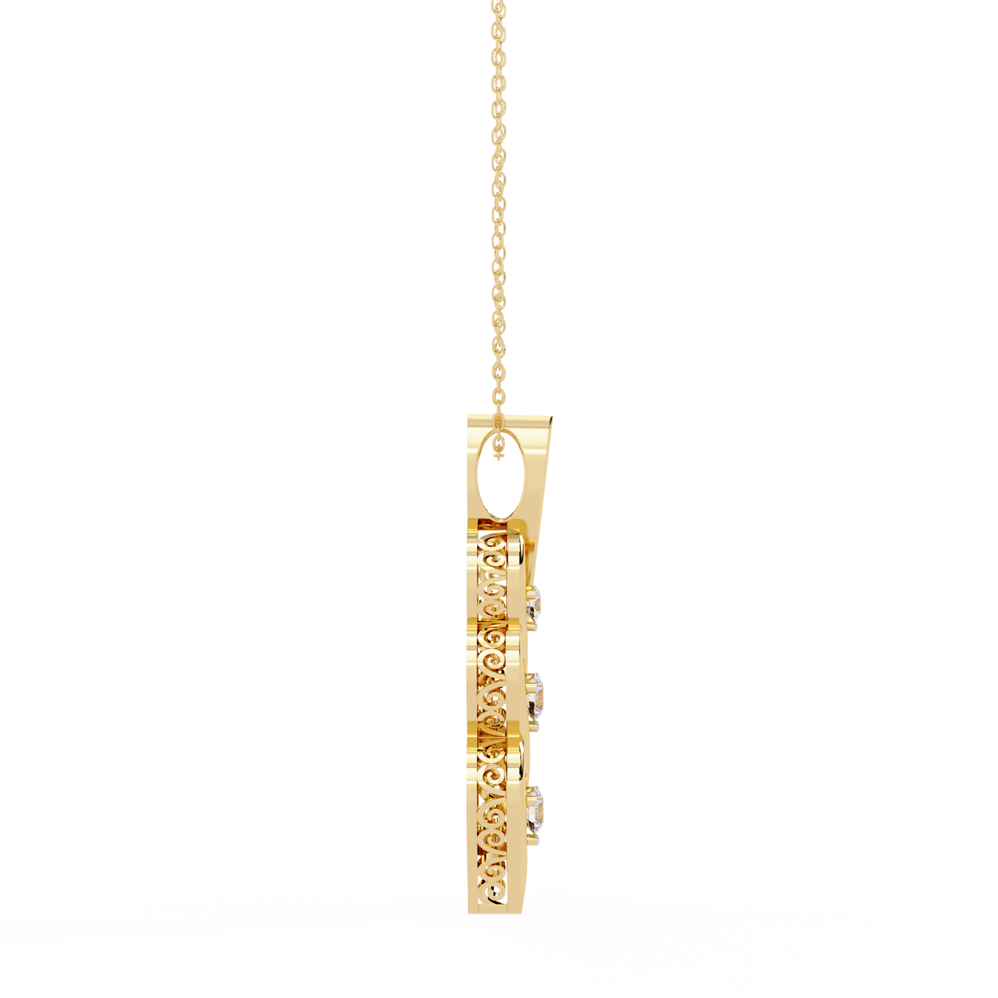 trinity swirl lab grown diamond pendant