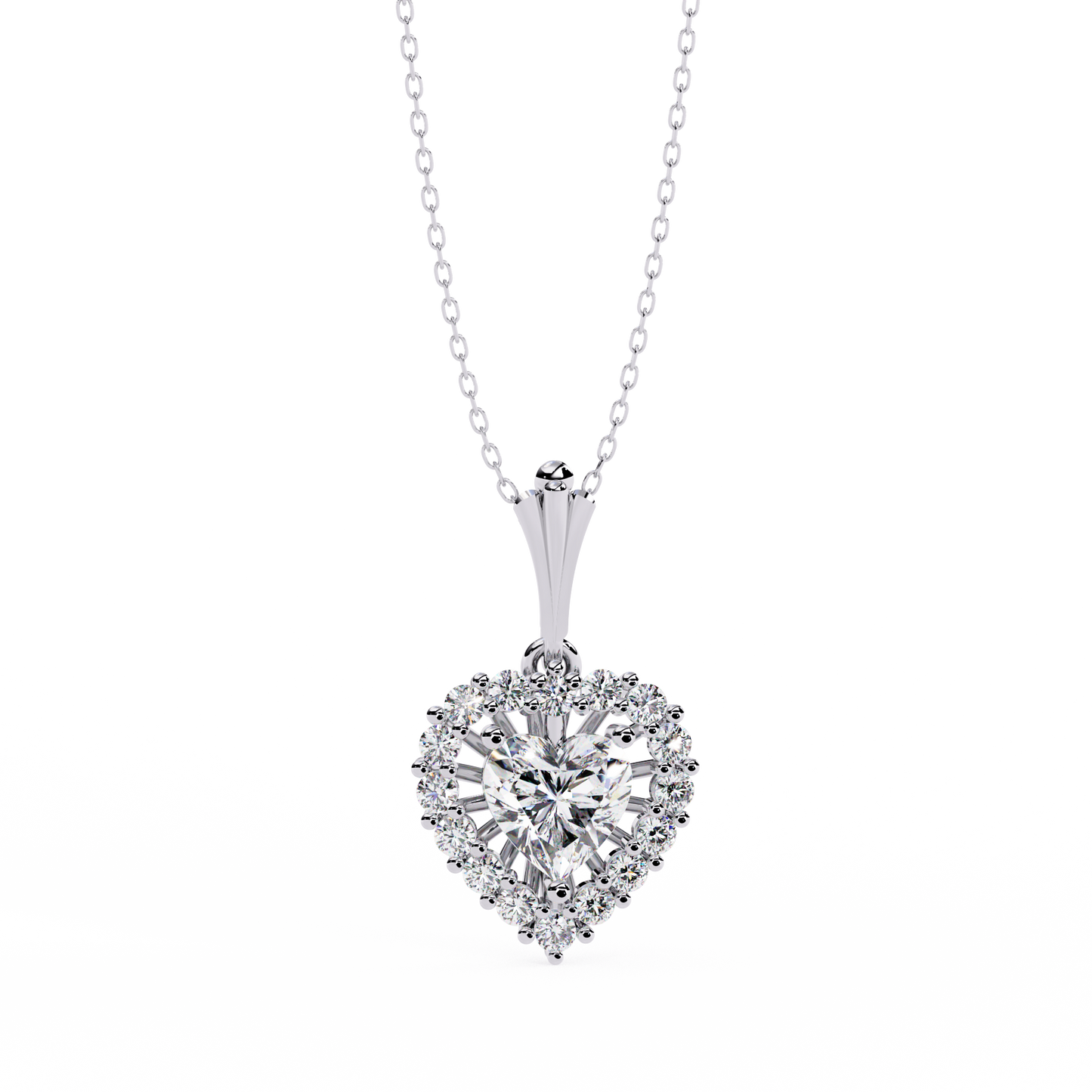 sunbeam heartburst lab grown diamond pendant