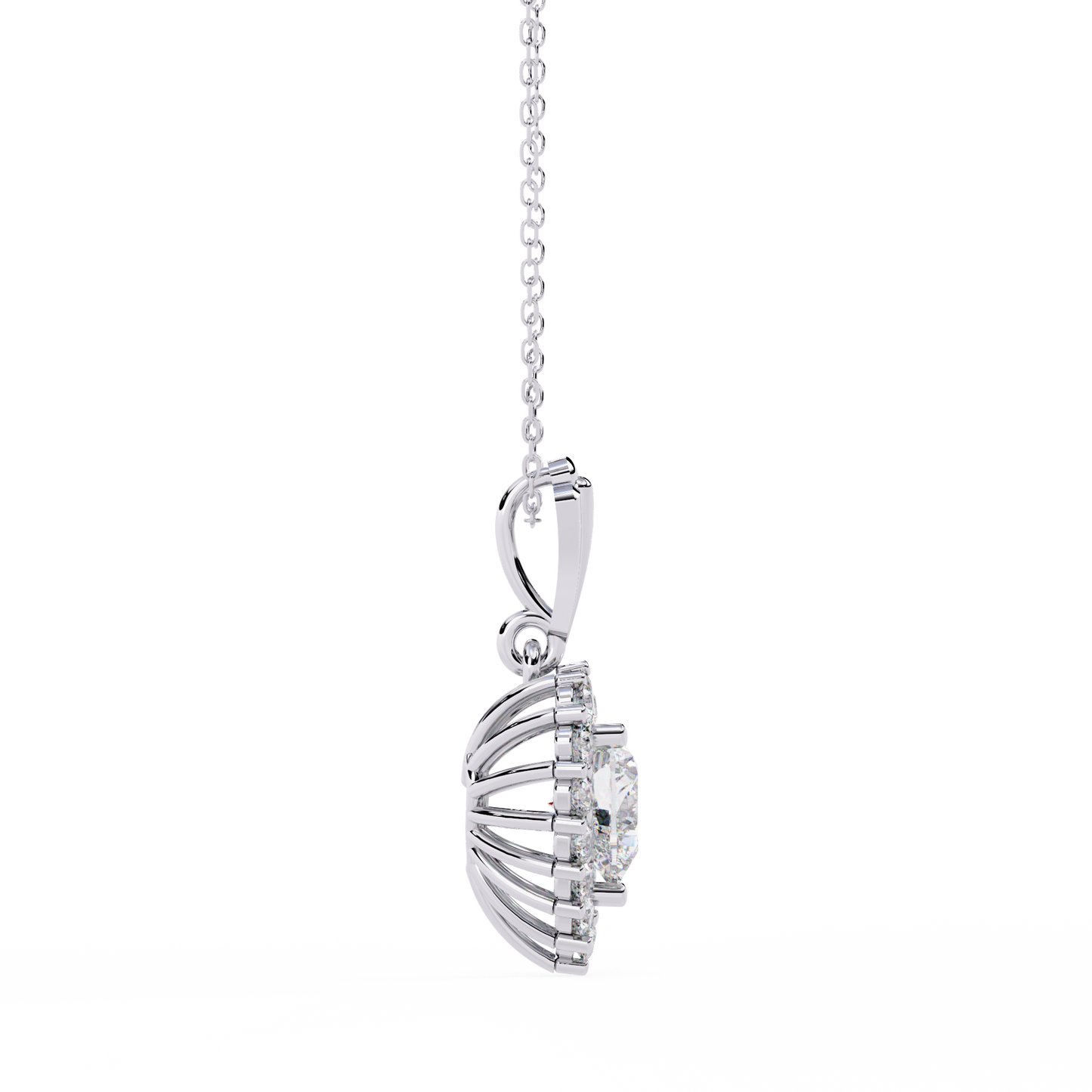sunbeam heartburst lab grown diamond pendant